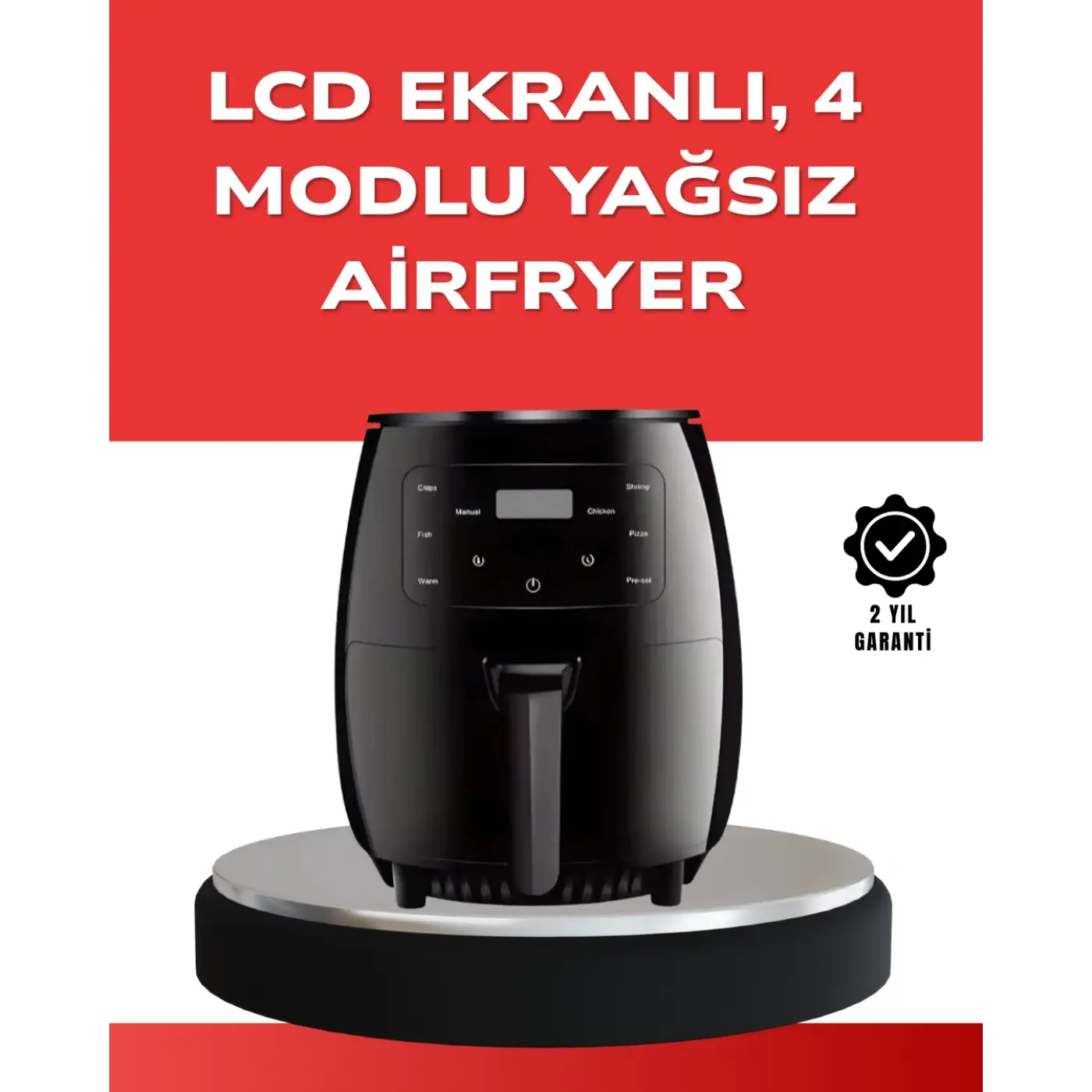 Büyük Boy 6 Litre Airfryer 2400W Sesli Uyarı LCD Ekran