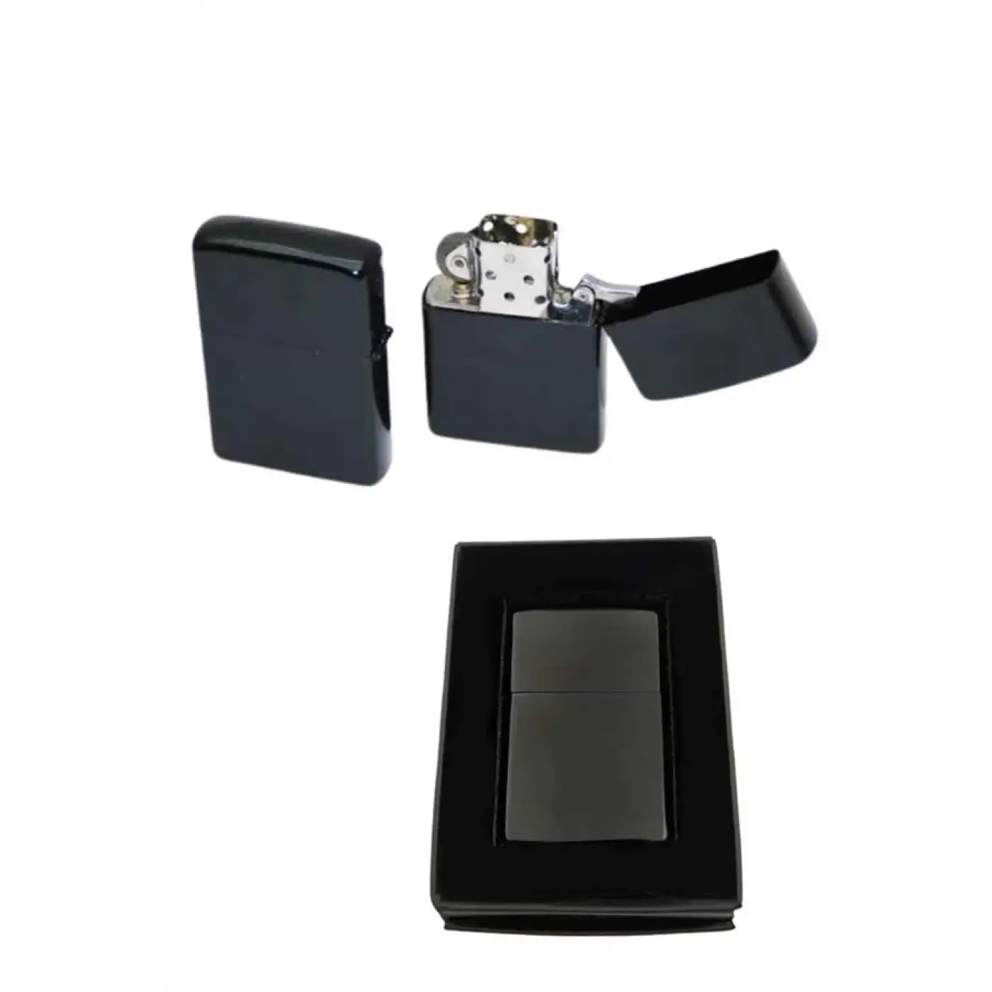 Çakmak Parlak Siyah  Benzinli Çakmak Cep Boy Doldurulabilir