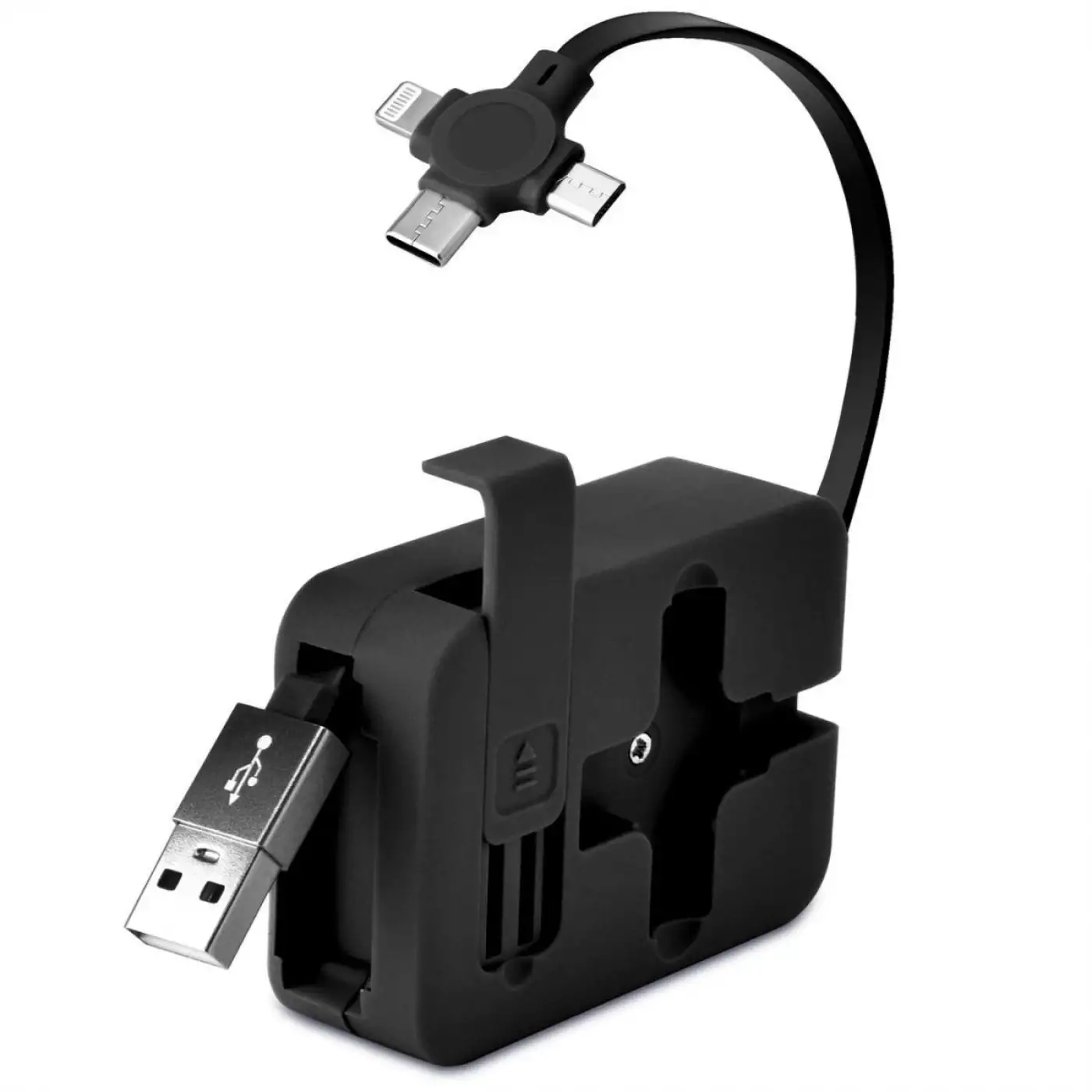 Cep Tipi Telefon Tutuculu Makaralı Uzayıp Kısalabilen 3ü 1 Arada Usb Şarj Kablosu