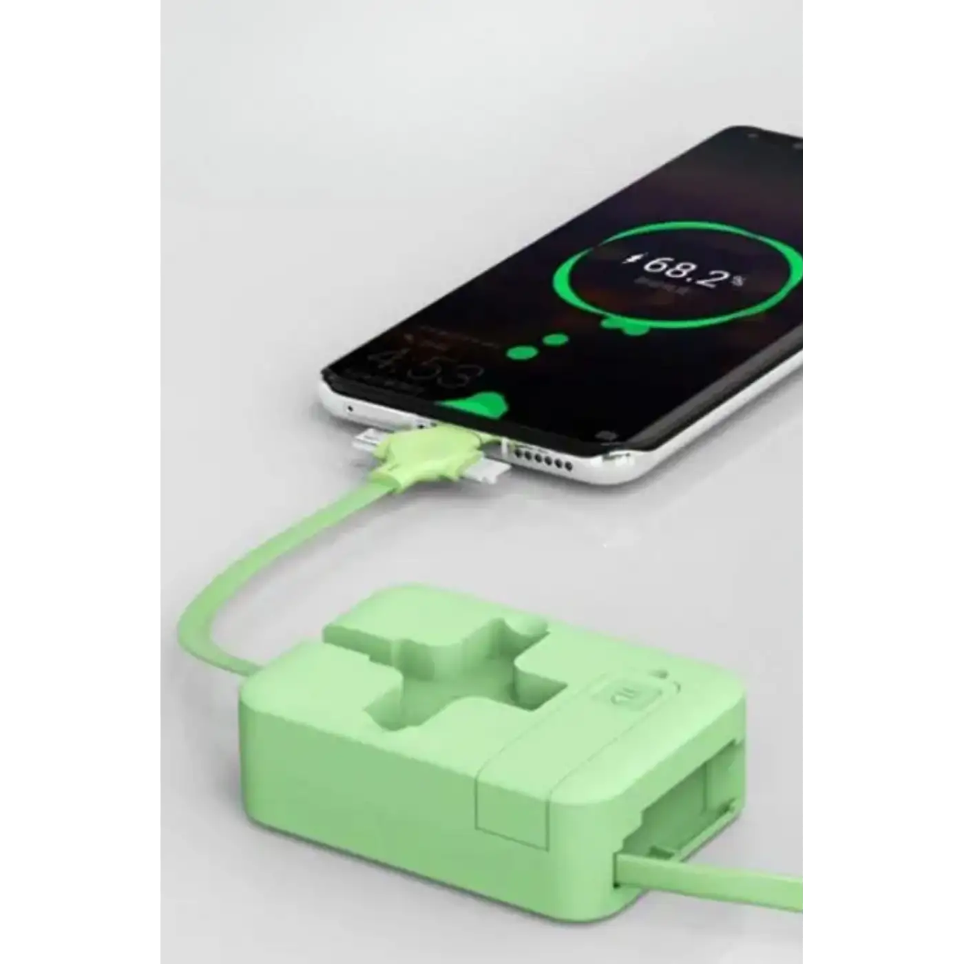 Cep Tipi Telefon Tutuculu Makaralı Uzayıp Kısalabilen 3ü 1 Arada Usb Şarj Kablosu