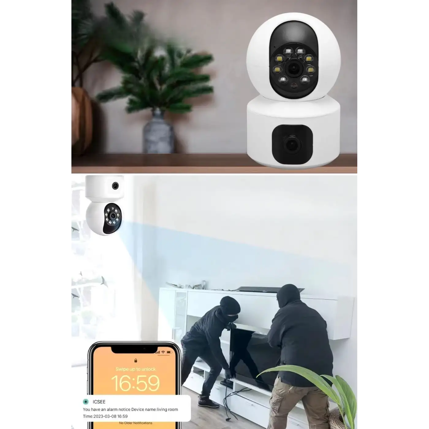 Çift Kameralı Wifi Bağlantılı Gece Görüşlü Ev Tipi Güvenlik Kamerası YoSee