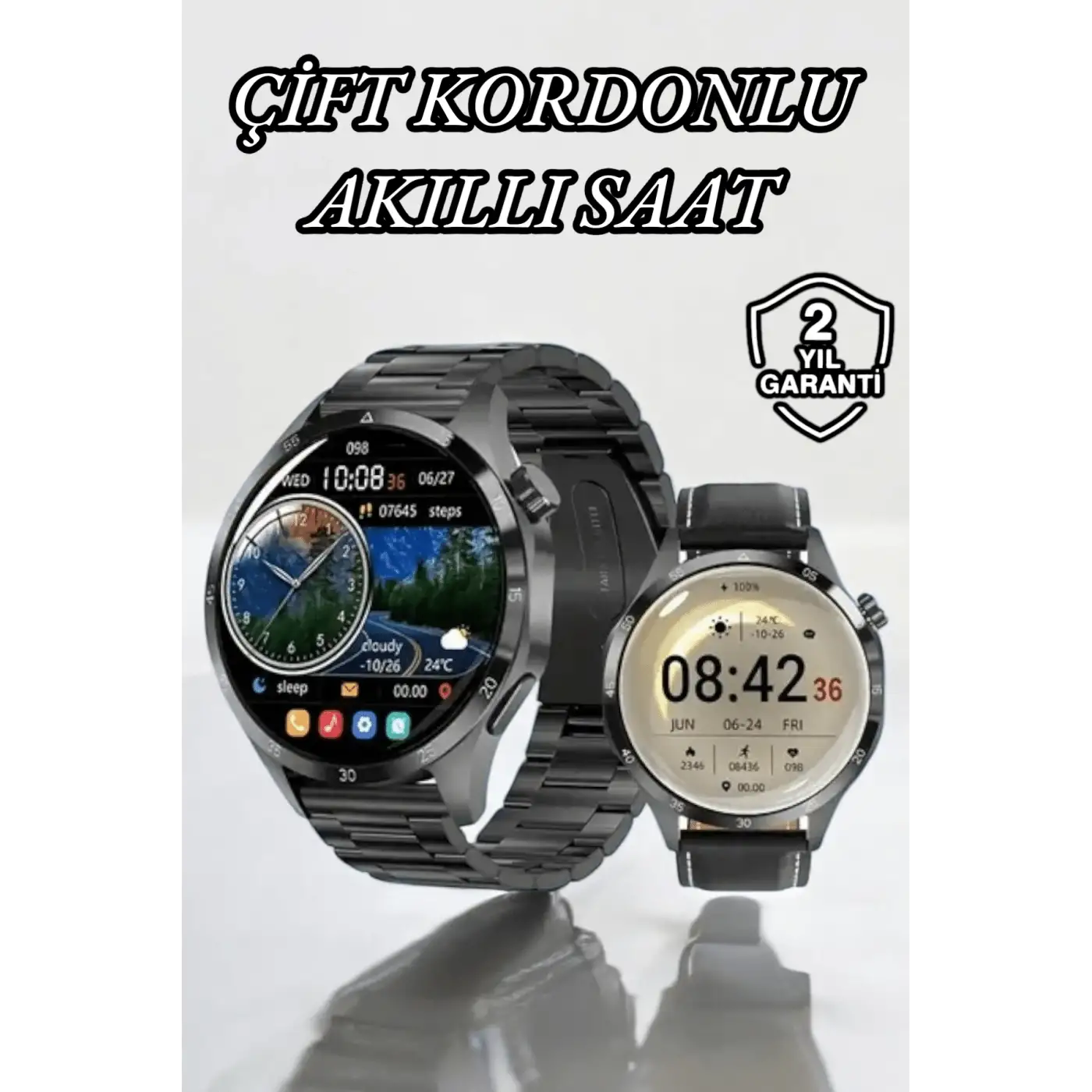 Çift Kordonlu Yüksek Çözünürlüklü Akıllı Saat Uyku İzleyici & Spor Modları