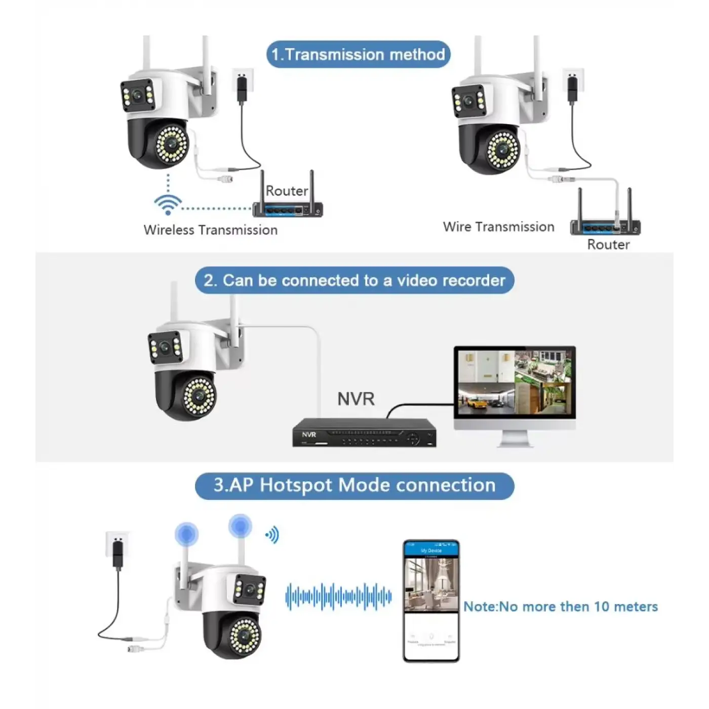 4MP Yoosee Çift Lens IP Kamera - WIFI Açık Otomatik İzleme, Su Geçirmez Kablosuz Güvenlik Ev Kamerası, Renkli Gece Görüş