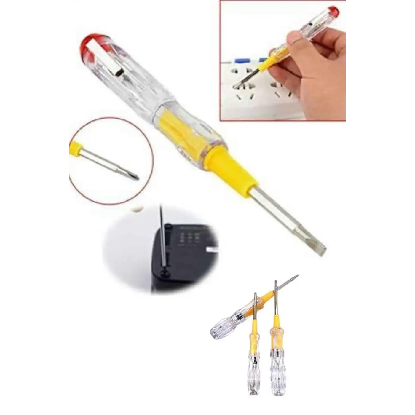 Çift Uçlu Kontrol Kalemi Elektrik Test Kalemi Şeffaf