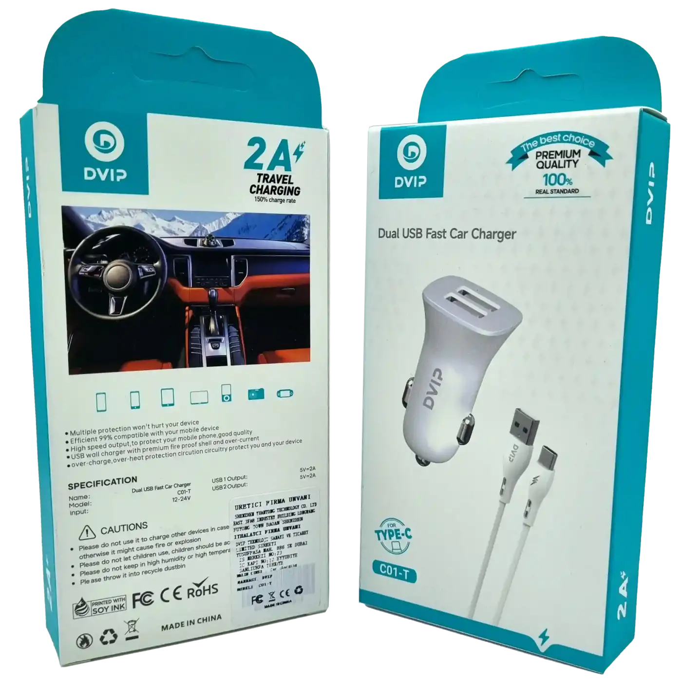 Çift Usb Girişli (Micro) Kablolu Araç Şarj Aleti Dvip C01-M