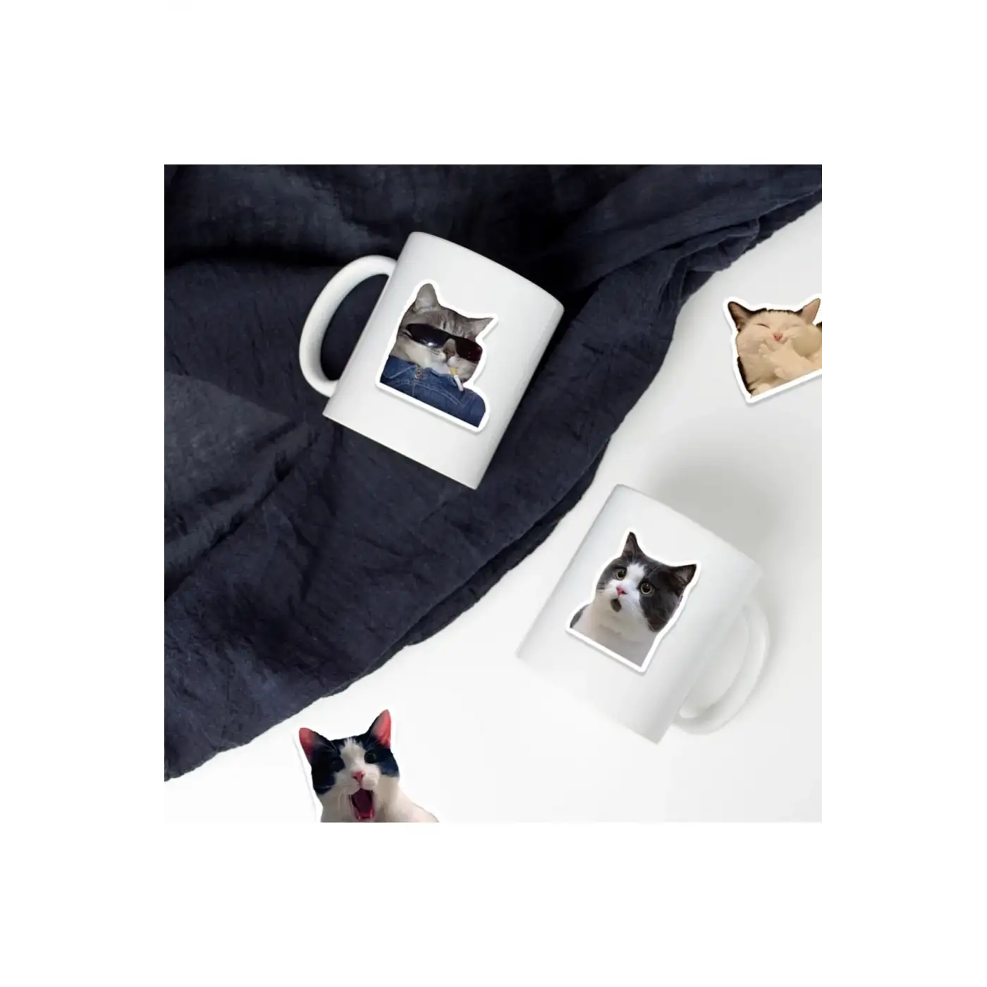 Çılgın Kediler Macbook Notebook Tablet Telefon Ajanda Laptop Defter Sticker Seti