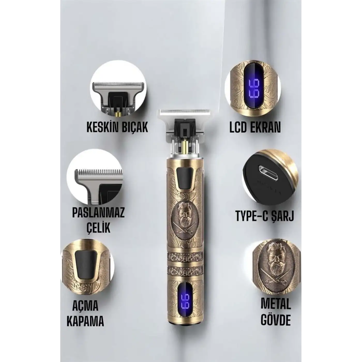 Çizik Tıraş Makinesi Şarjlı Paslanmaz Çelik Bıçaklı Uzun Ömürlü