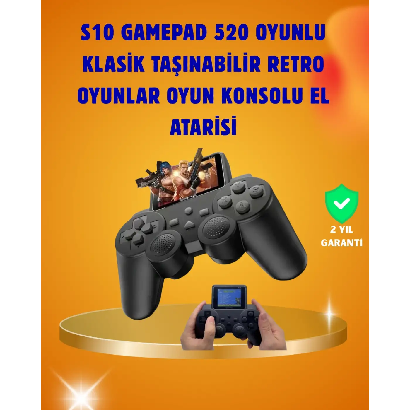 Çocuklar ve Yetişkinler İçin Uygun 500 Oyunlu Taşınabilir Mini Retro El Konsolu