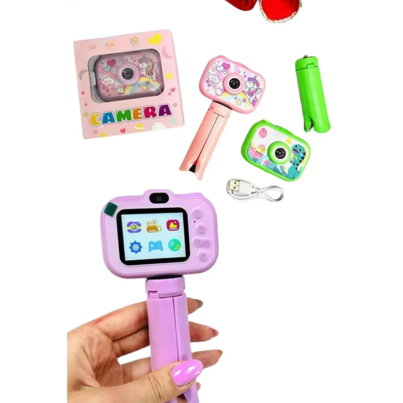 Çocuklara Özel Ayaklı Mini Fotoğraf Makinesi Dijital LCD Ekran