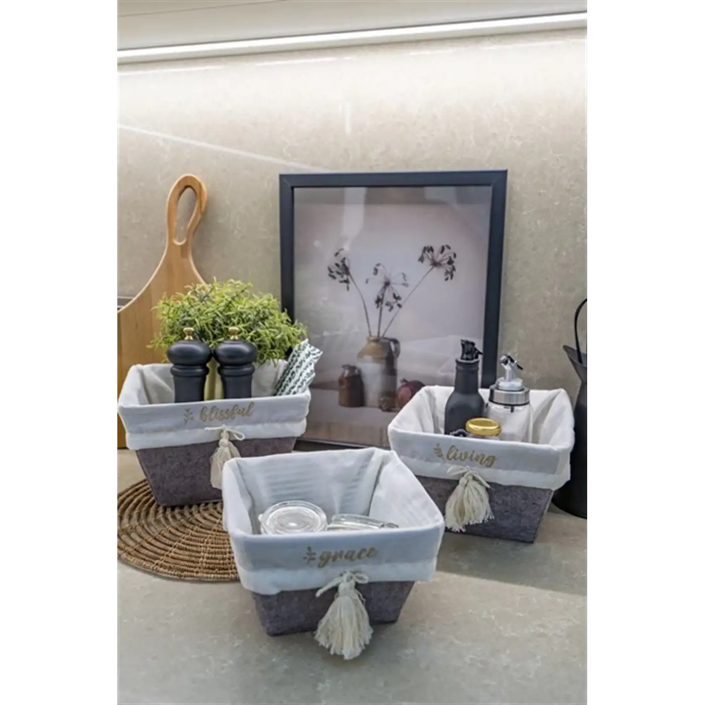 Çok Amaçlı Saklama Organizer Kutu Kare Keçe Sepet (mega) - 03419