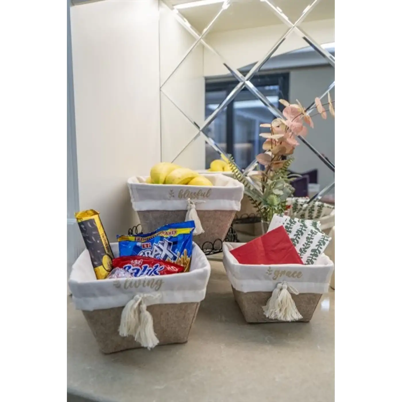 Çok Amaçlı Saklama Organizer Kutu Kare Keçe Sepet (mini) - 03433