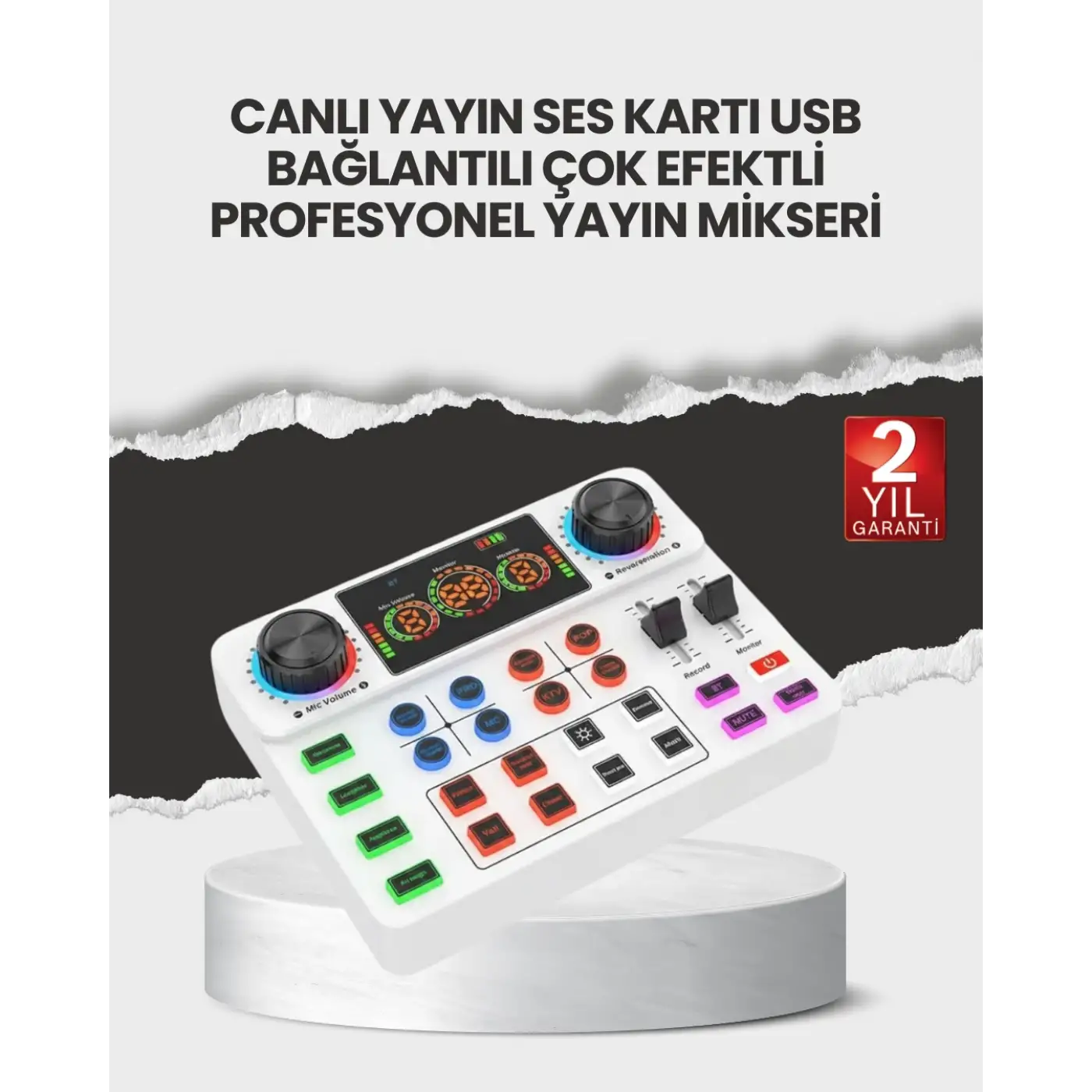 Çok Efektli Canlı Yayın Ses Mikseri USB ve Kablosuz Uyumlu