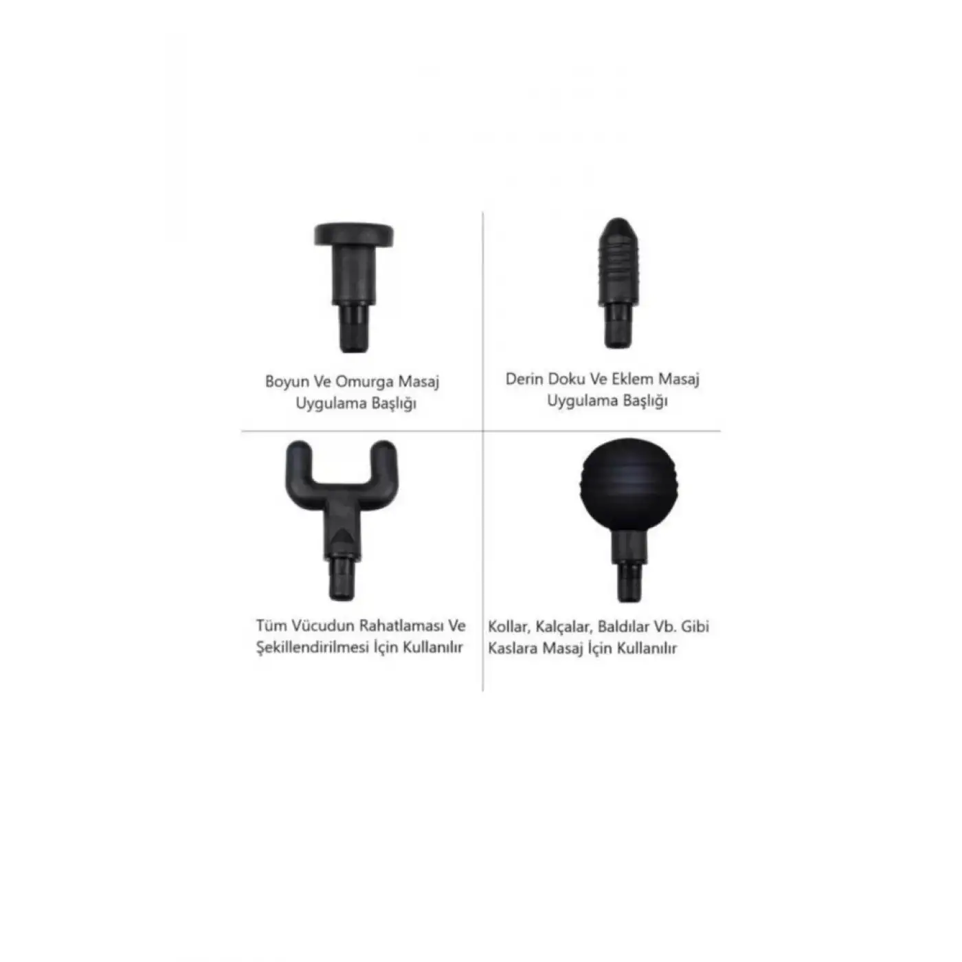 Darbeli Titreşimli Tabanca Masaj Aleti Kas Rahatlatıcı 4 Başlıklı Şarjlı Göbek Eritme Cihazı Zayıflama ve Selülit Giderme