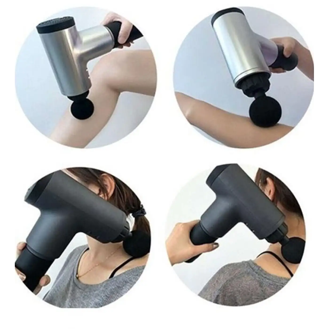 Darbeli Titreşimli Tabanca Masaj Aleti Kas Rahatlatıcı 4 Başlıklı Şarjlı Göbek Eritme Cihazı Zayıflama ve Selülit Giderme