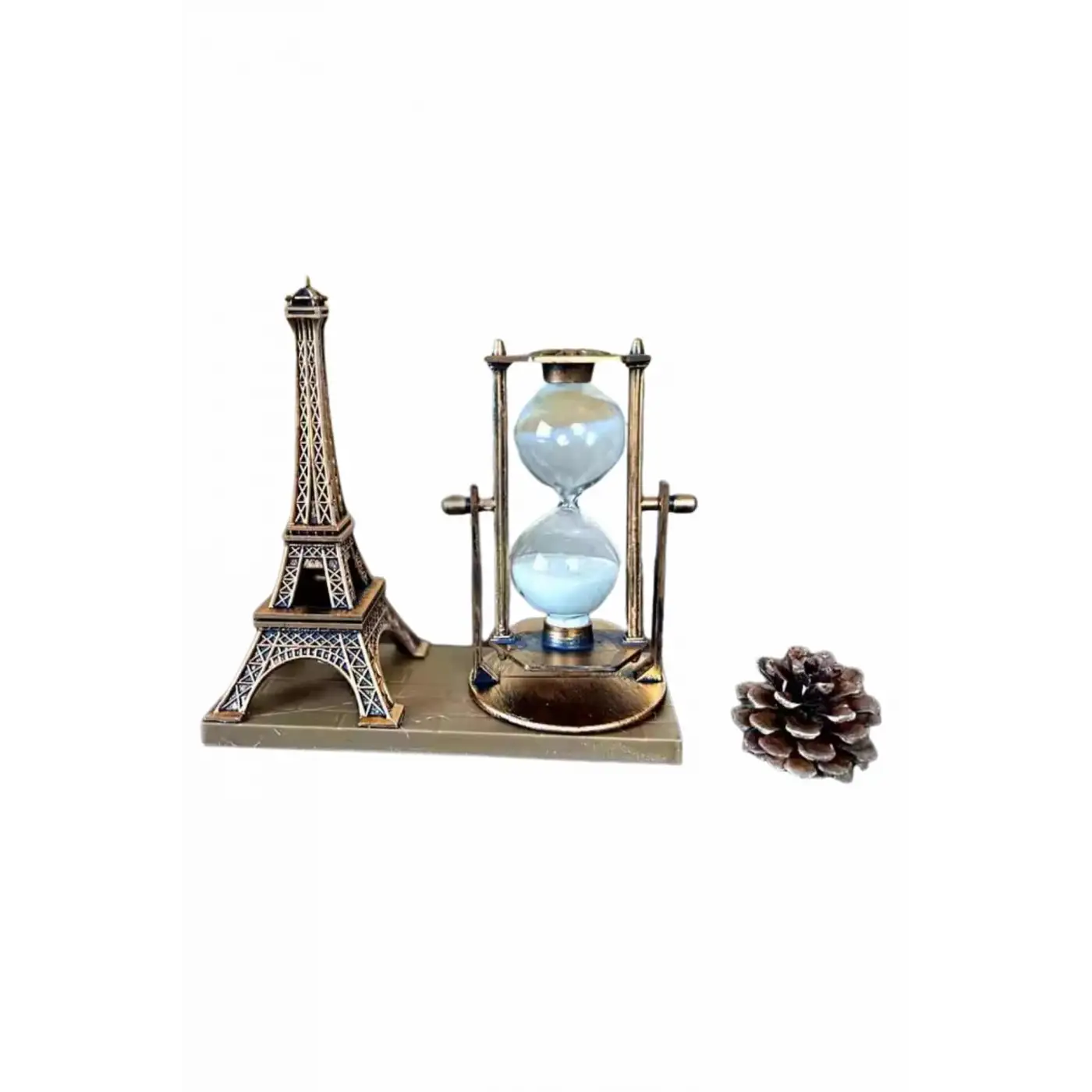 Dekoratif Eyfel Kulesi ve Kum Saati Vintage Tarzı Masa Süsü Biblo