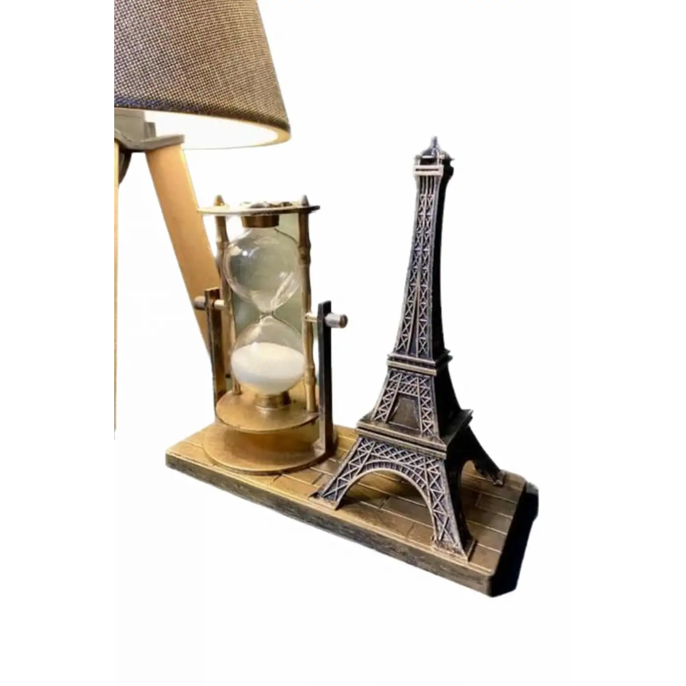 Dekoratif Eyfel Kulesi ve Kum Saati Vintage Tarzı Masa Süsü Biblo