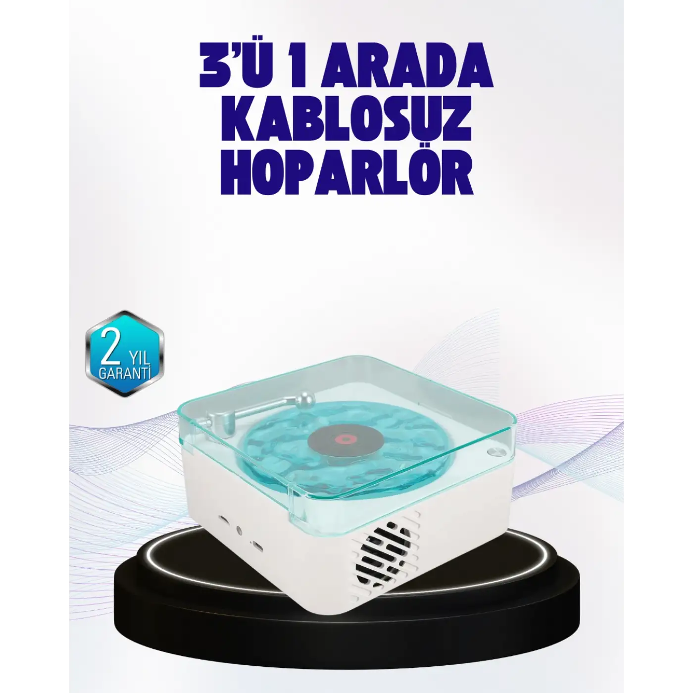 Dekoratif Gece Işıklı Bluetooth Hoparlör – Zaman ve Pil Ekranlı