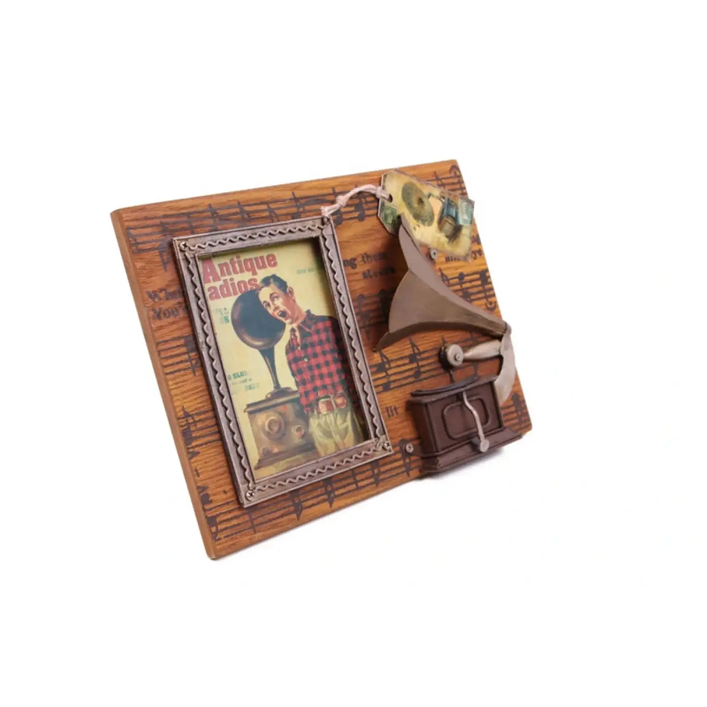 Dekoratif Metal Çerçeve Gramofon Dekorlu   ( 25 İs )