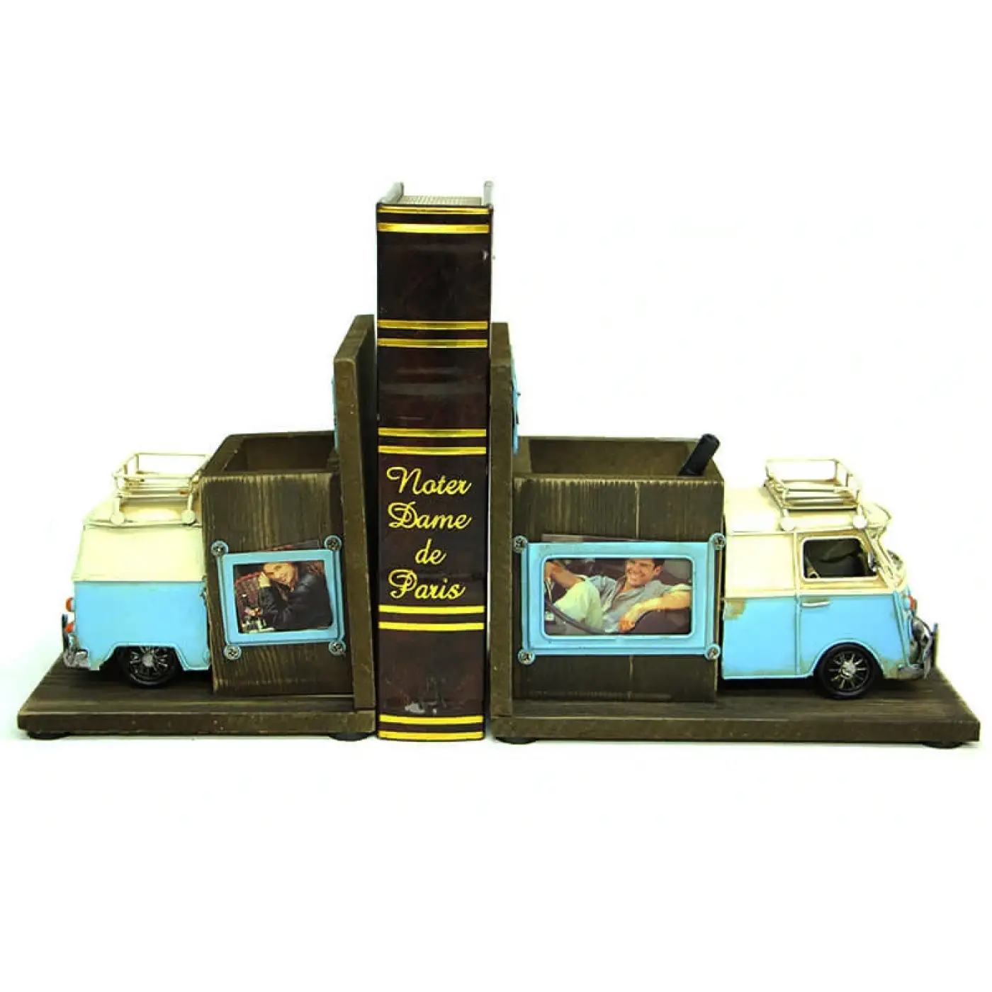 Dekoratif Metal Minibüs Kitap Tutucu Kalemlik Çerçeve