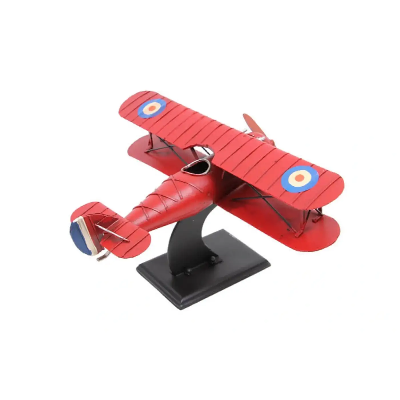 Dekoratif Metal Uçak Çift Kanatlı Standlı