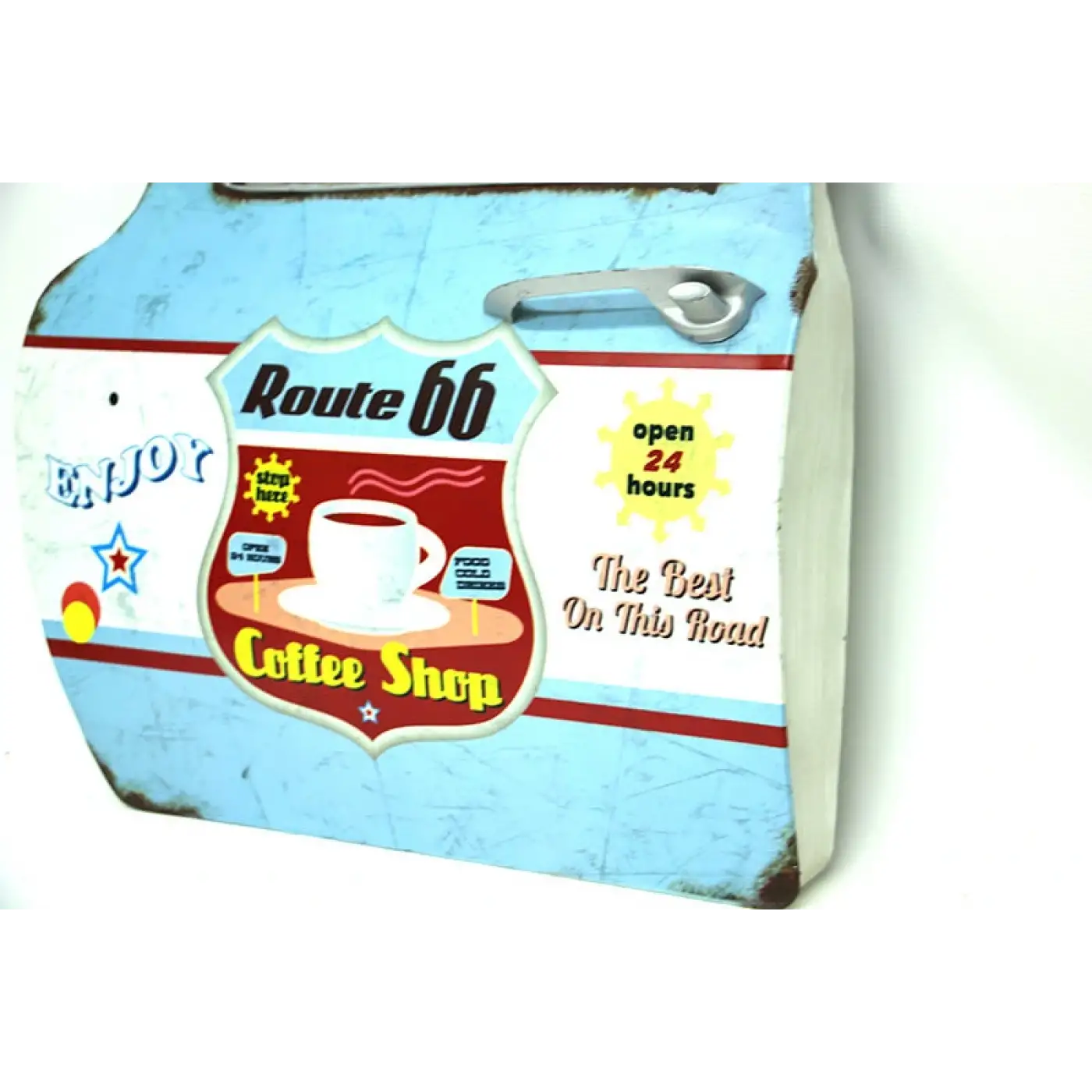 Dekoratif  Route 66&coffeetemalı Mavi Araba Kapısı Ayna