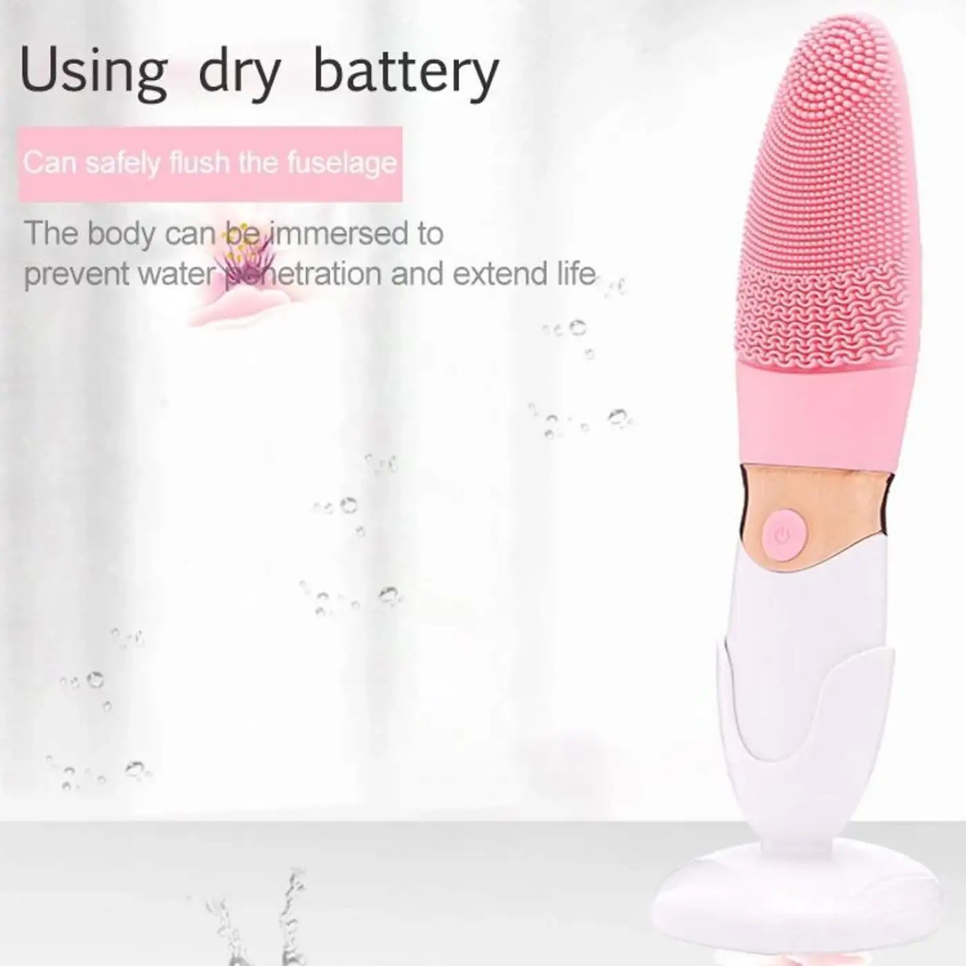 Derin Gözenek Temizliği İçin İnce Kaba Silikon Uçlu Elektrikli Yüz Temizleme Fırçası