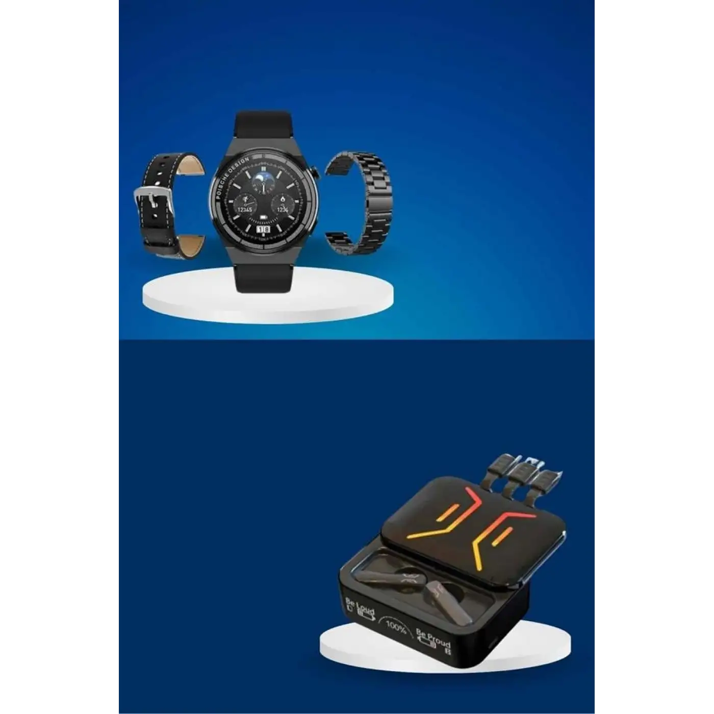 Dijital Göstergeli Bluetooth Kulaklık ve Bildirim Görebilen Akıllı Saat Alarm ve Titreşim