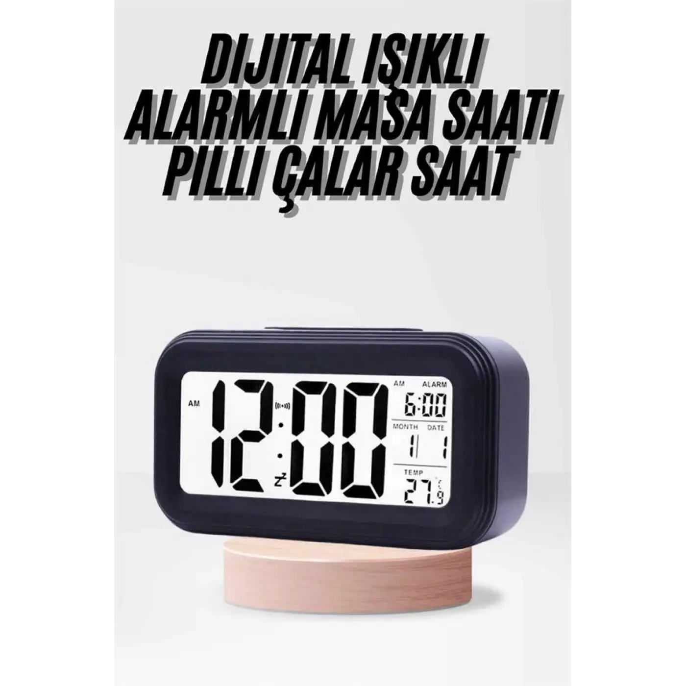 Dijital Işıklı Alarmlı Çalışma Masası Ekran Pilli Çalar Saat