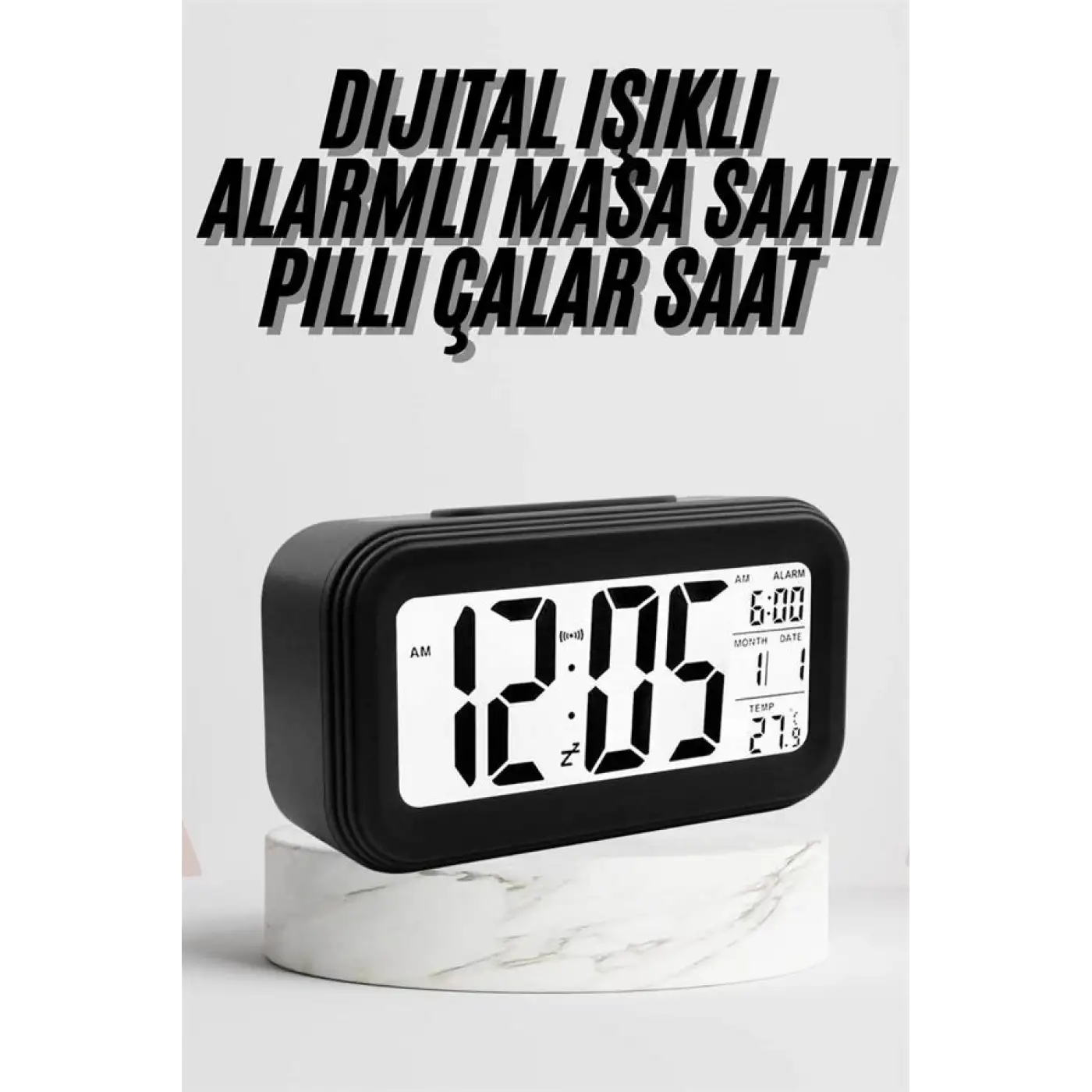 Dijital Masa Saati Termometre Takvim Led Ekran Pilli Ev Ofis Masası