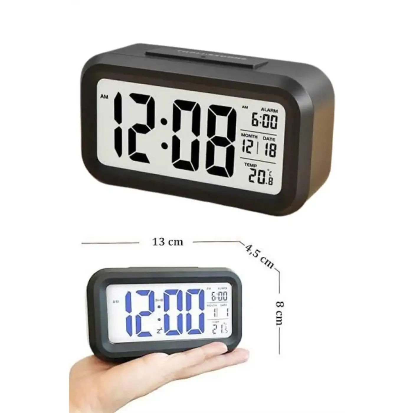 Dijital Masa Saati Termometre Takvim Led Ekran Pilli Ev Ofis Masası