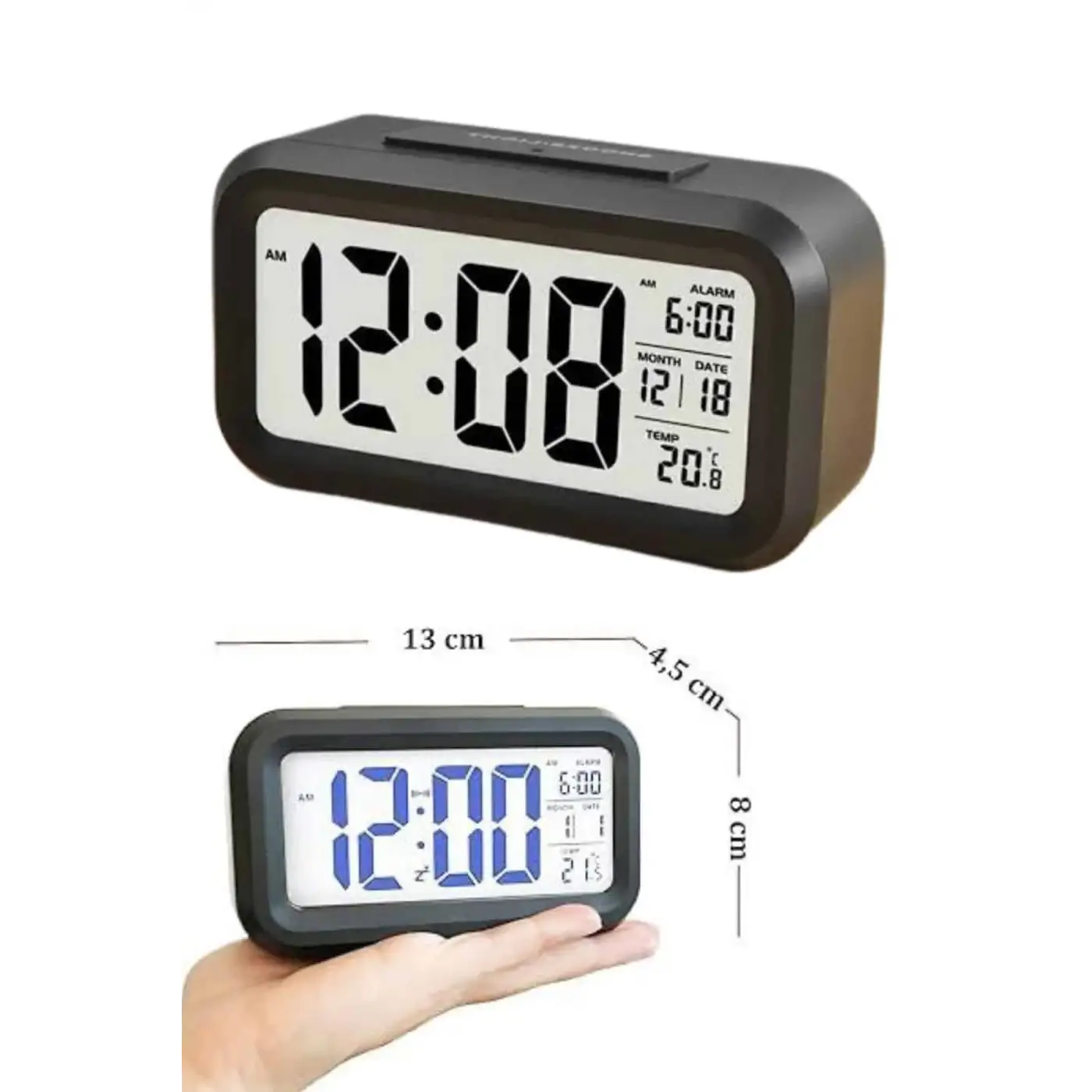 Dijital Masa Saati Termometre Takvim Led Ekran Pilli Ev Ofis Masası