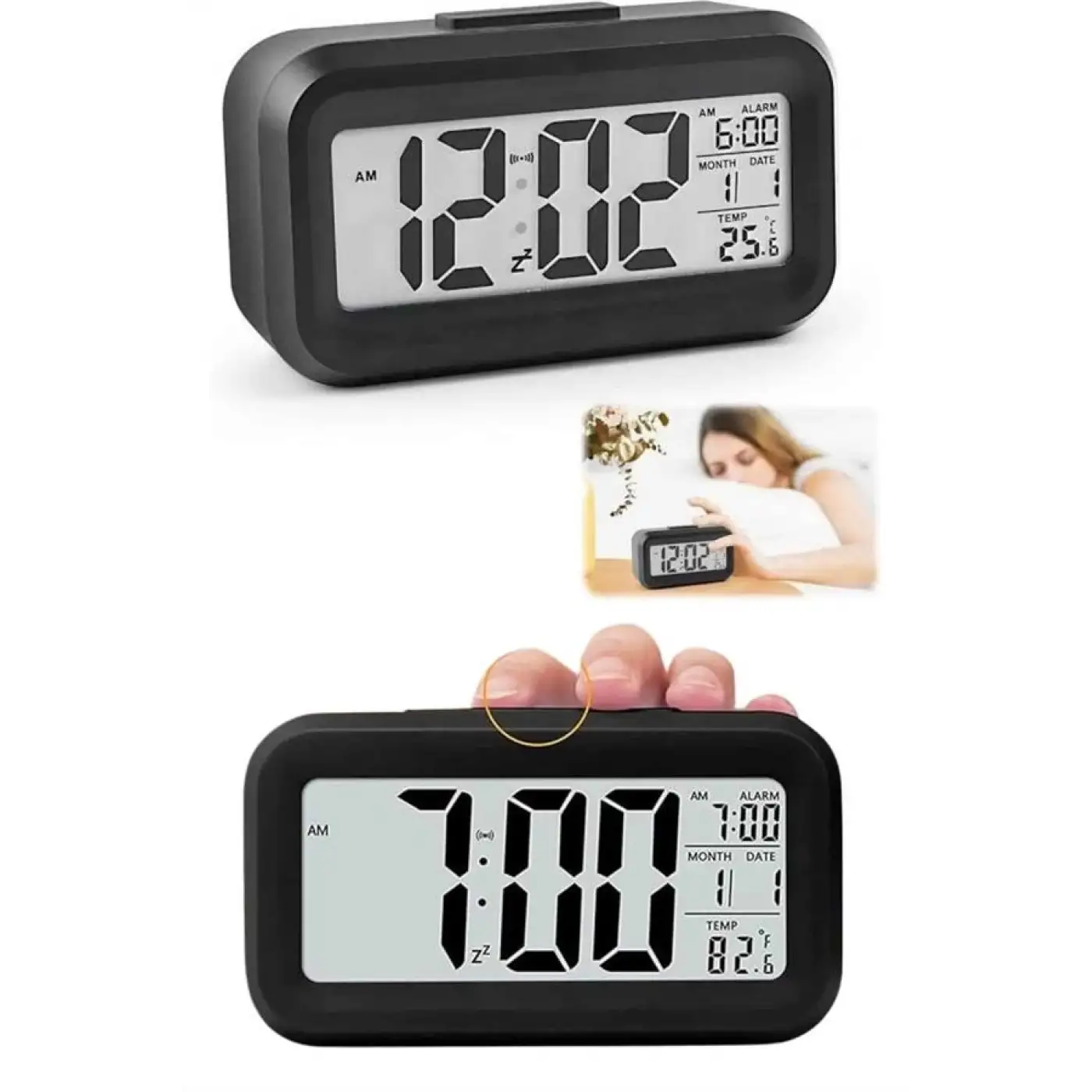 Dijital Masa Saati Termometre Takvim Led Ekran Pilli Ev Ofis Masası