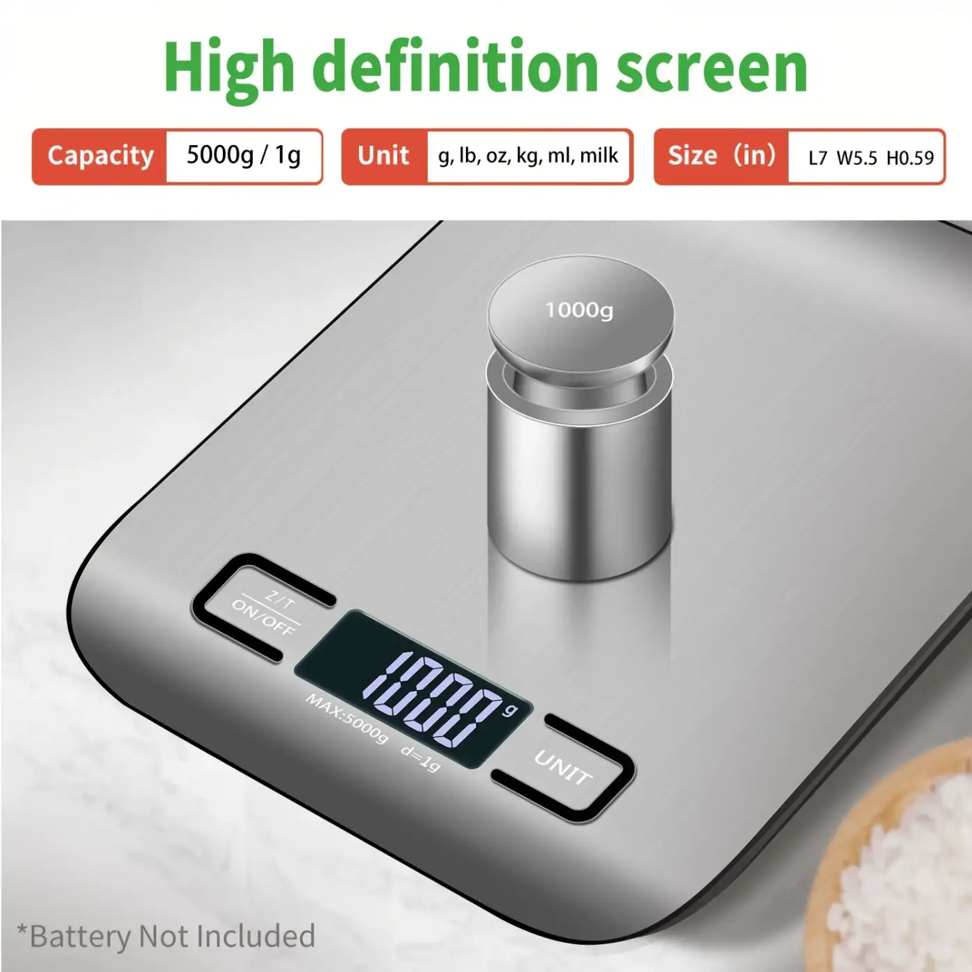 Dijital Mutfak Terazisi Paslanmaz Çelik Elektronik Lcd Ağırlık 5 Kg Ölçeklii Pişirme Ölçü Aleti