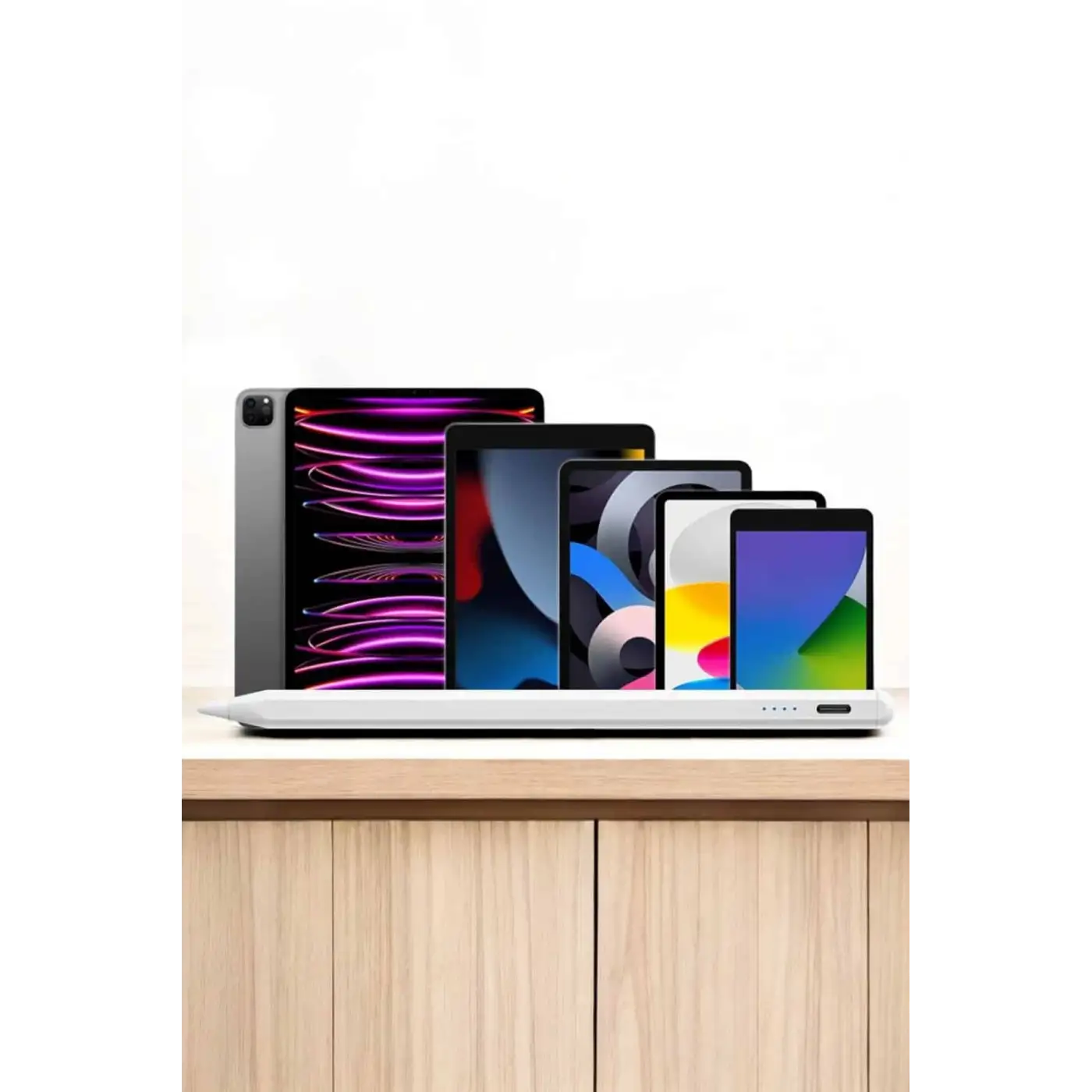 Dokunmatik Kalem Beyaz Şarjlı Yedek Uçlu Android ve İOS Uyumlu