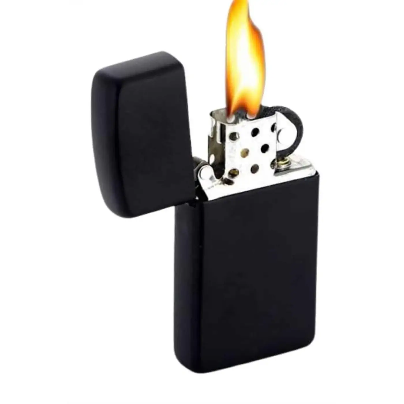 Doldurulabilir Siyah Benzinli Çakmak Metalik