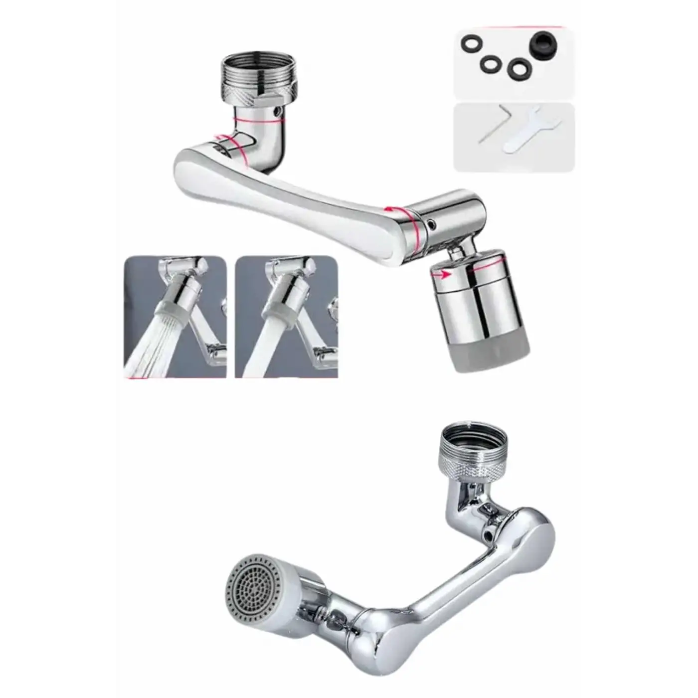 Dönen Musluk Başlığı 1080 Derece Ayarlanabilir Filtreli Sprey Uç