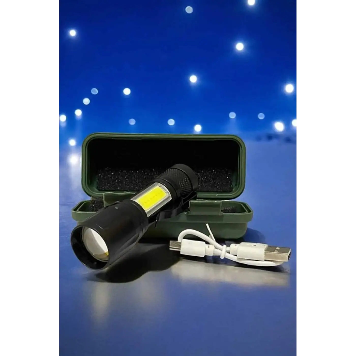 El Feneri Led USB Şarjlı Zoom Mini Led Işık Acil Durum Feneri