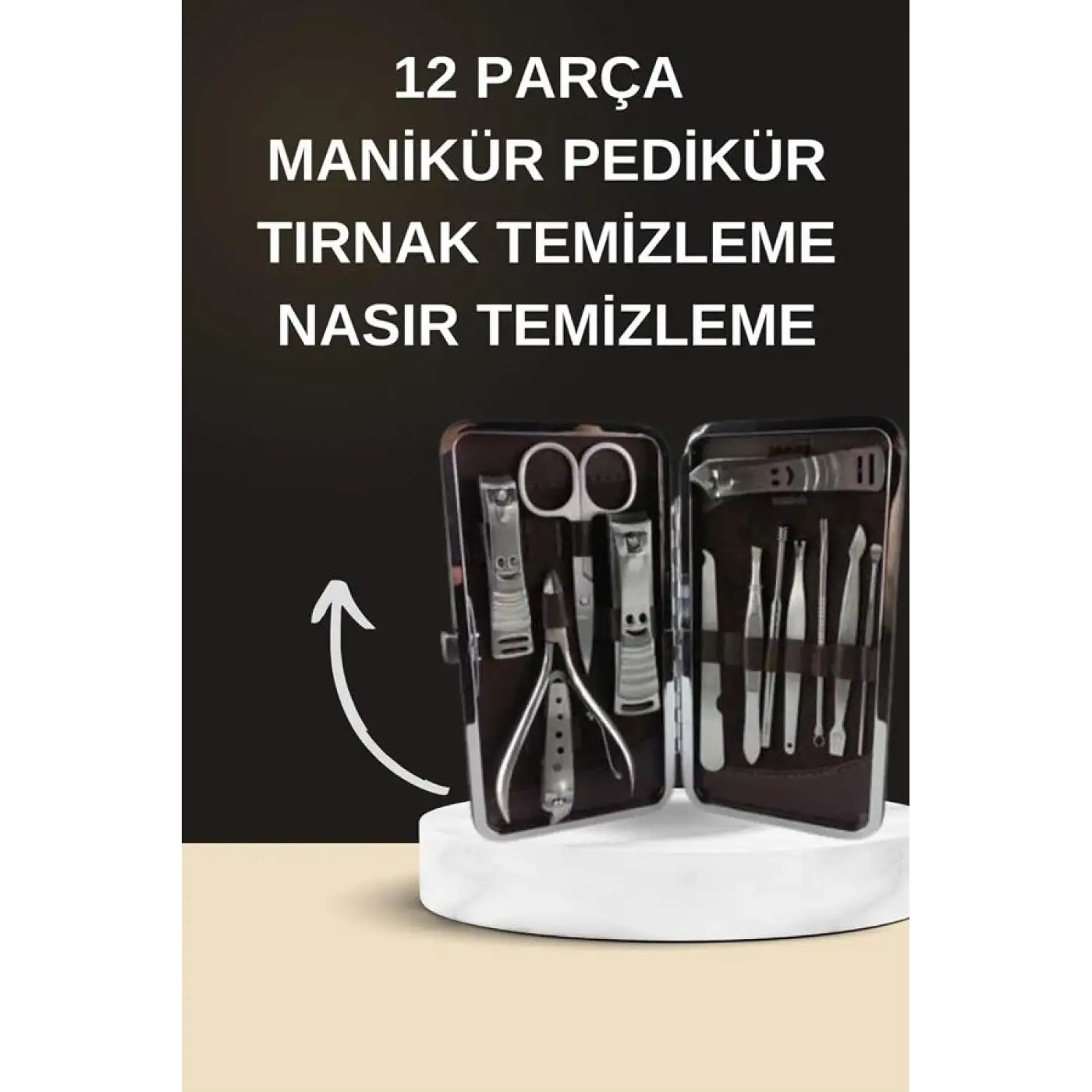 Elektrikli Manikür Pedikür Seti İkili Set 12 Parça Tırnak Bakımı Törpü Protez Çıkarma