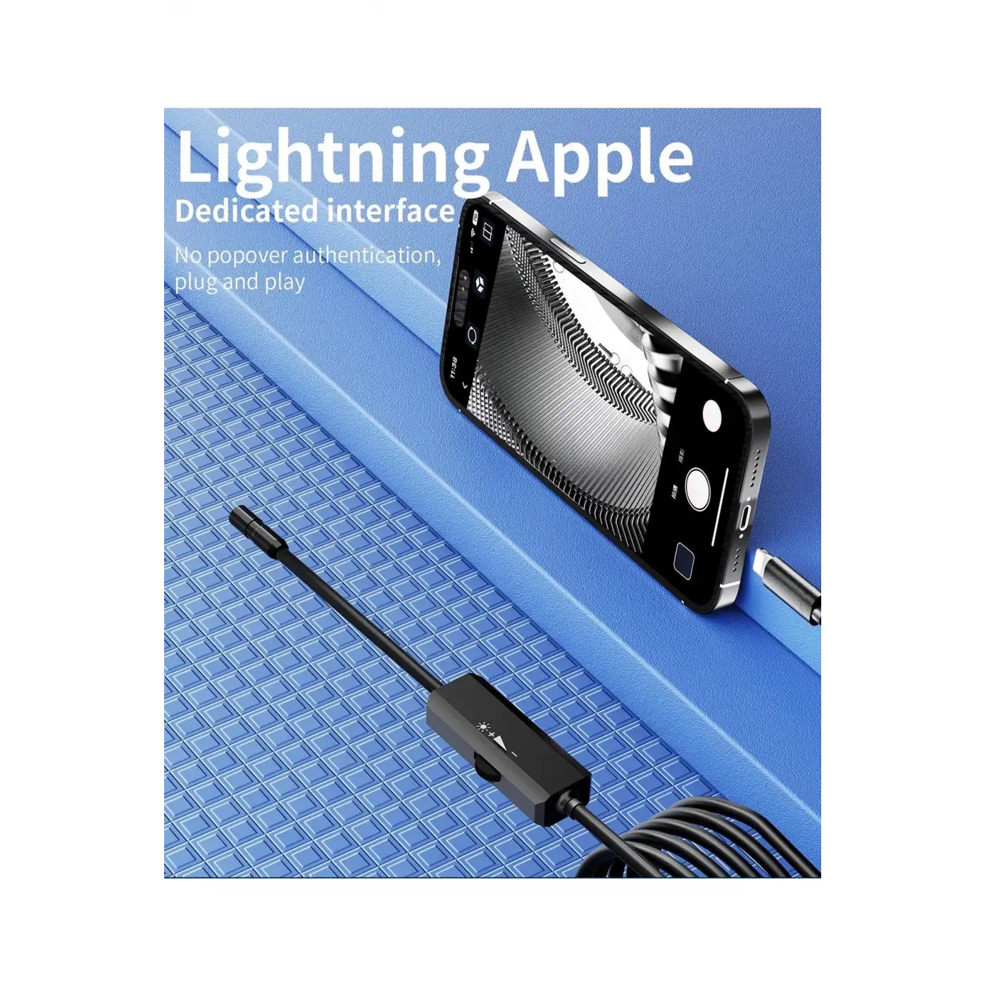 Endoskop Yılan Video Kamera İos Uyumlu Led’li 10 Metre 7 Mm Sert Kablo 2mp Full Hd