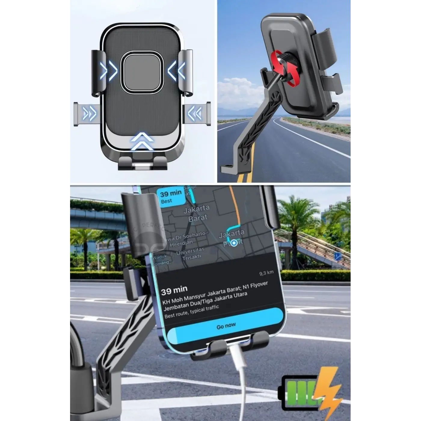 Motor,motosiklet,bisiklet ,scooter İçin 360 Derece Dönebilen Dikiz Aynası Versiyonu Telefon Tutucu Aparat