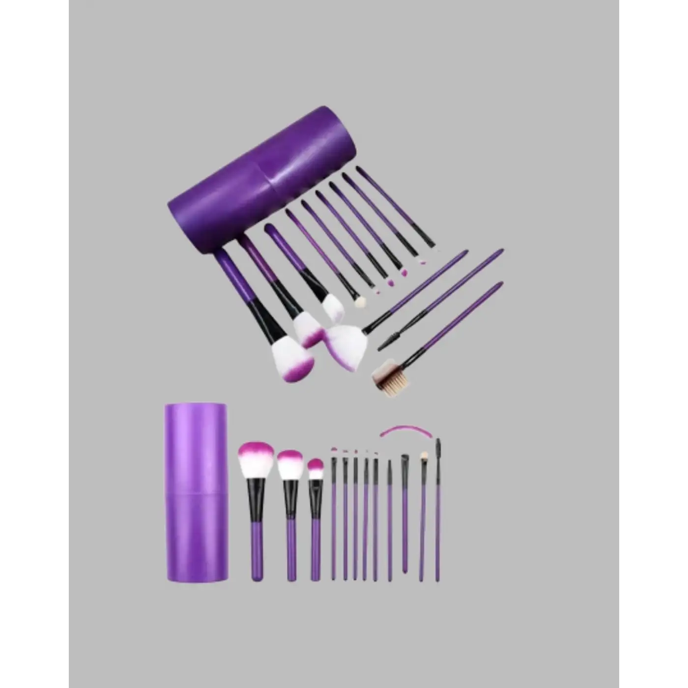 Ergonomik Saplı Fiber Kıllı 12li Makyaj Fırça Takımı Göz ve Ten Makyajı İçin Uygun