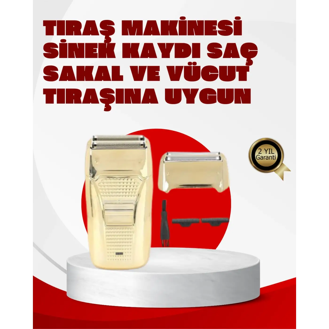 Erkek Saç Sakal Tıraş Makinesi Kablolu Altın Renk Dayanıklı
