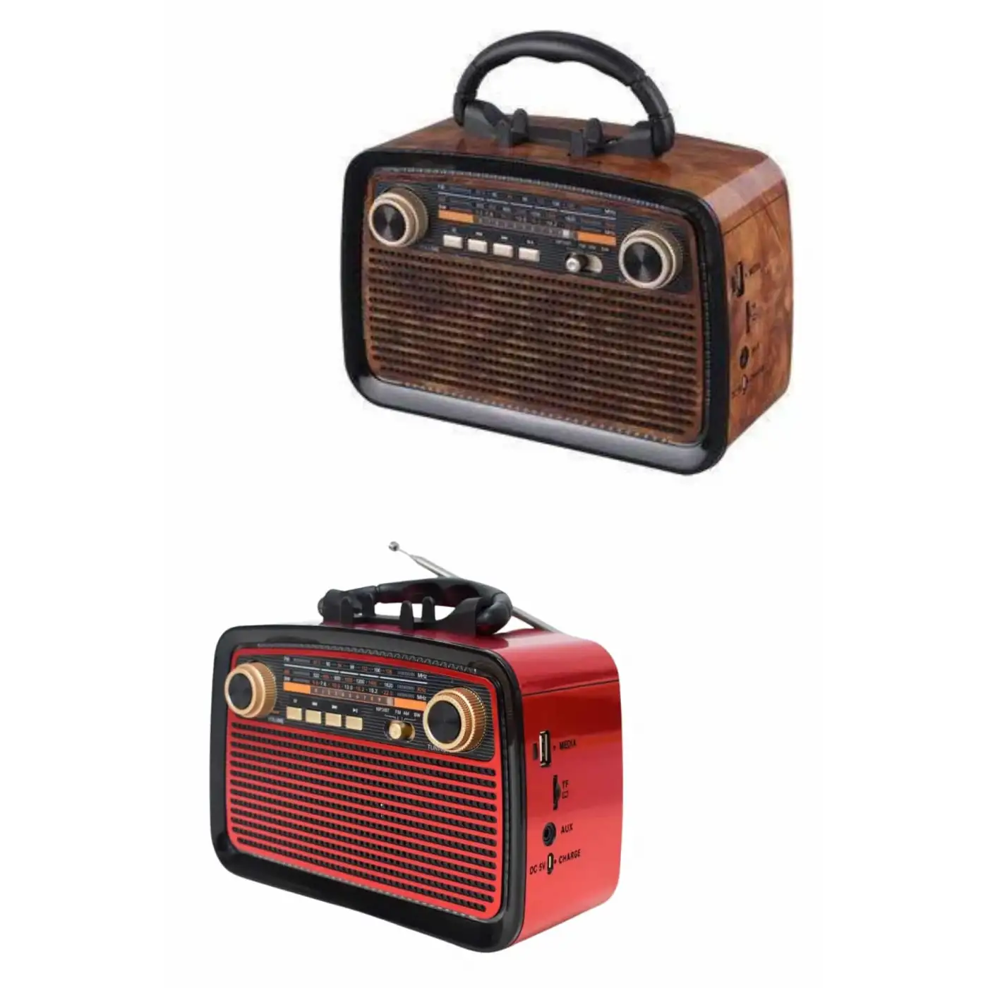 Eskitme Nostalji Tasarımlı Bluetoothlu Nostalji Radyo Ahşap Nostaljik Görünümlü