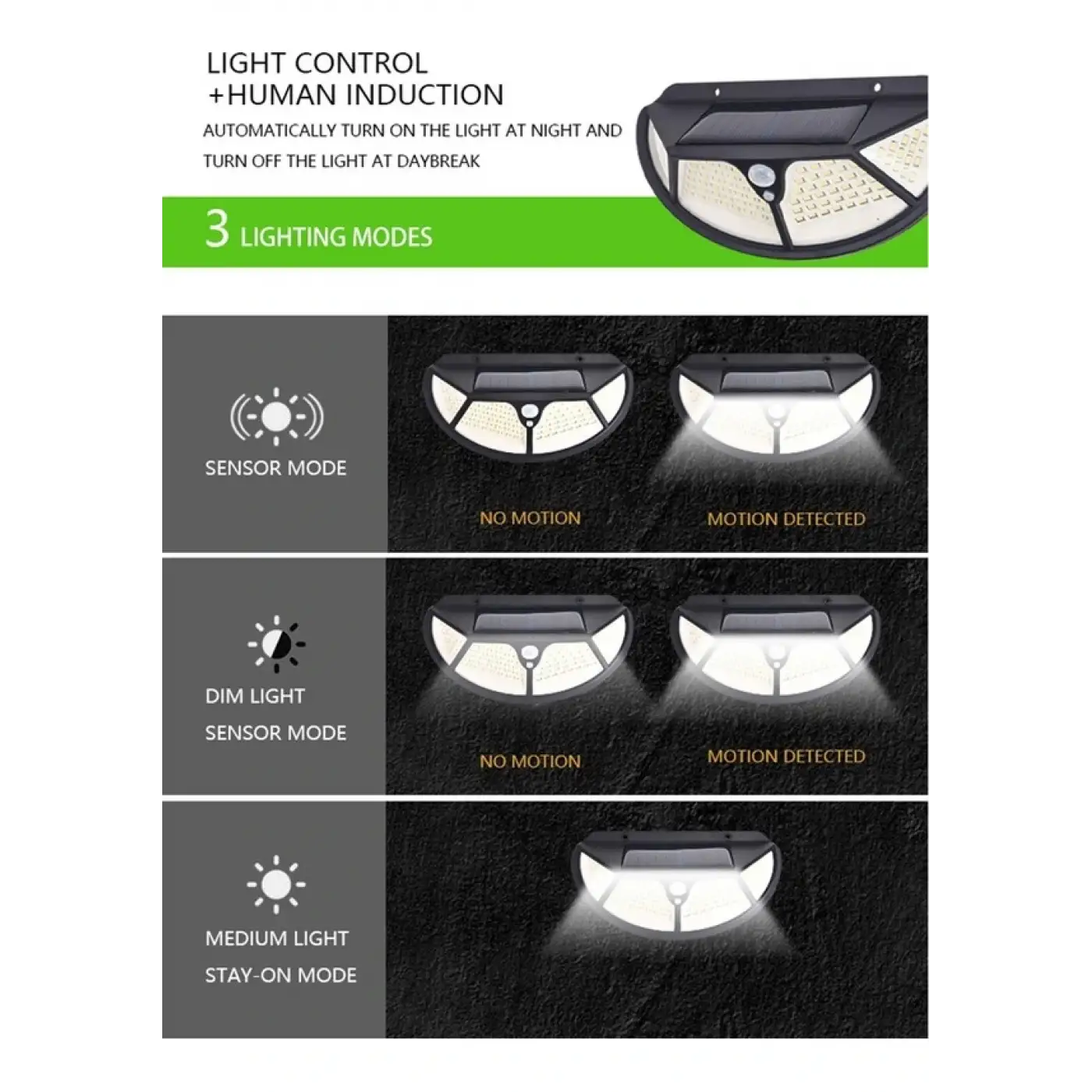 Fonksiyonel Sensörlü 102 Ledli Solar Bahçe Lambası