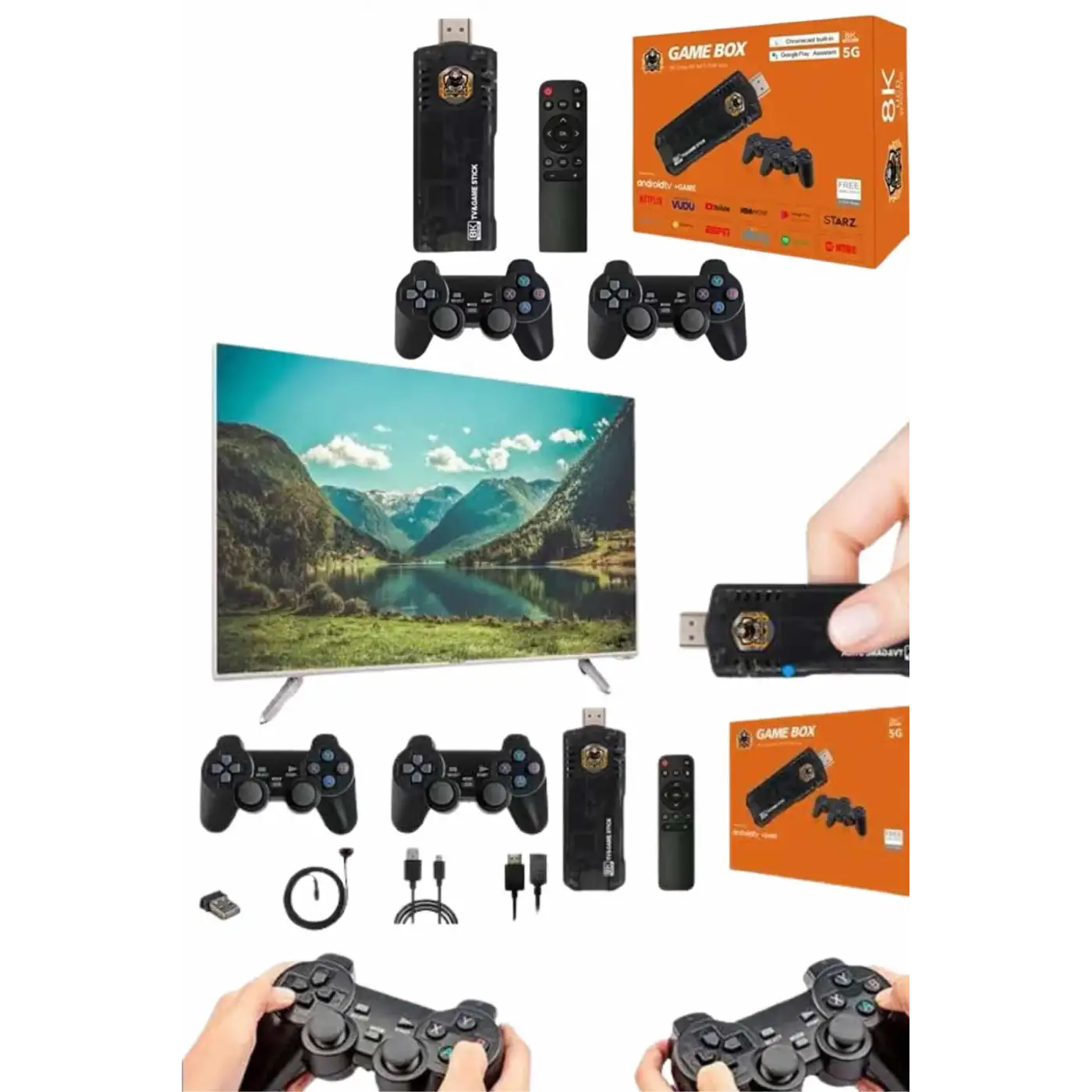 Game Box Android Tv 36500 Oyunlu Atari 5g 8k HDR Ultra HD 64 GB