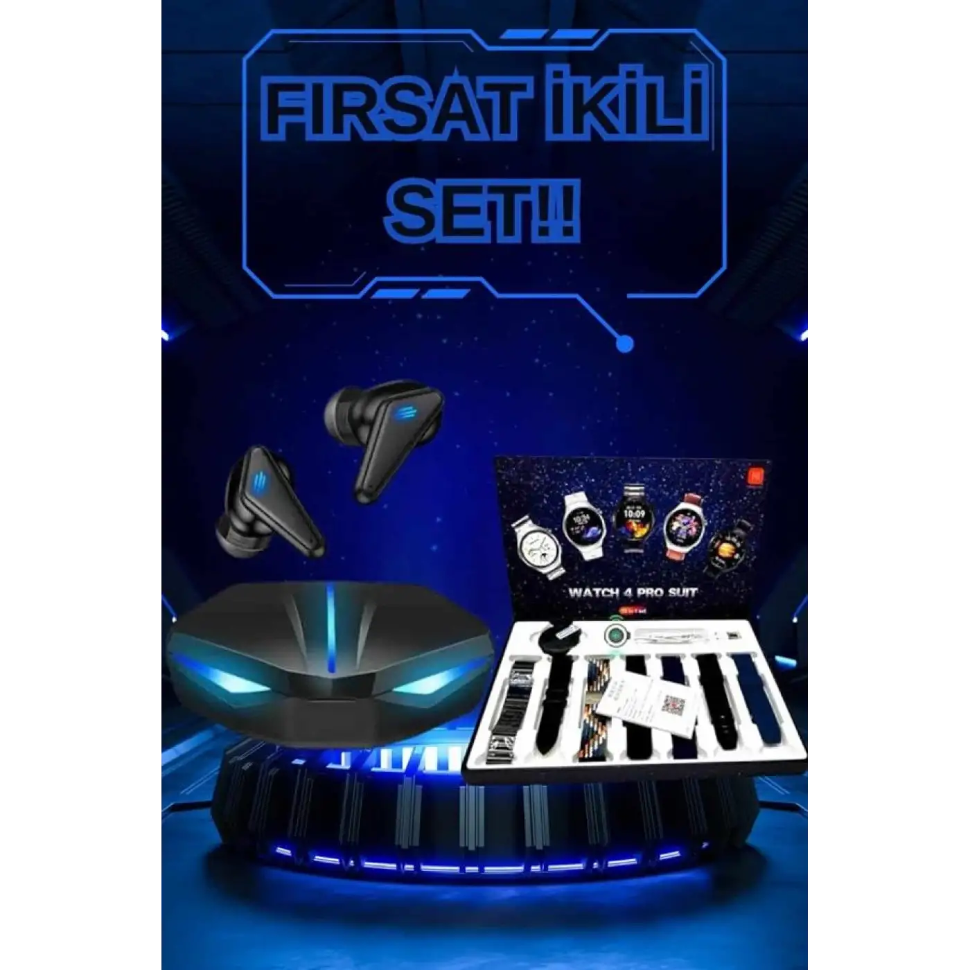 Gamer Kulaklık ve Çok Kordonlu Akıllı Saat Gürültü Önleyici GPS Desteği