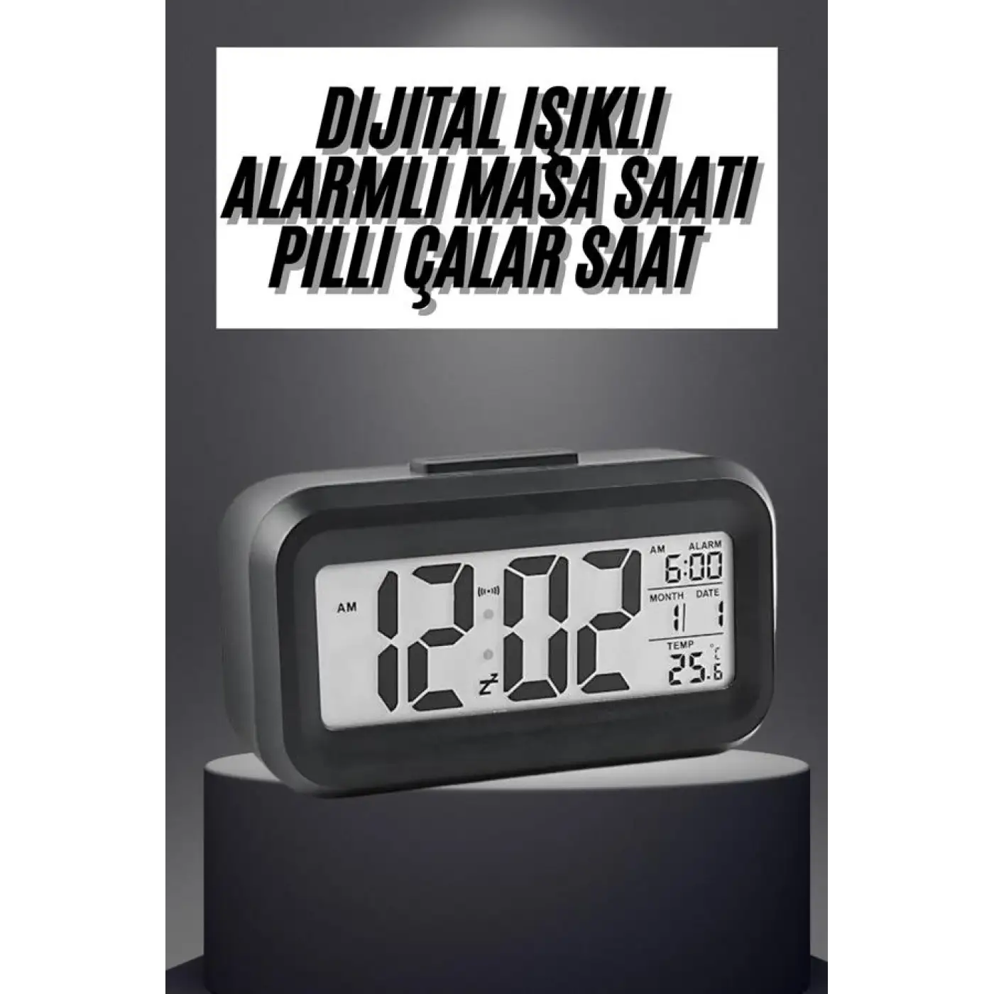 Gece Dijital Masa Saati Dijital Alarmlı Led Ekran Pilli Çalar Saat