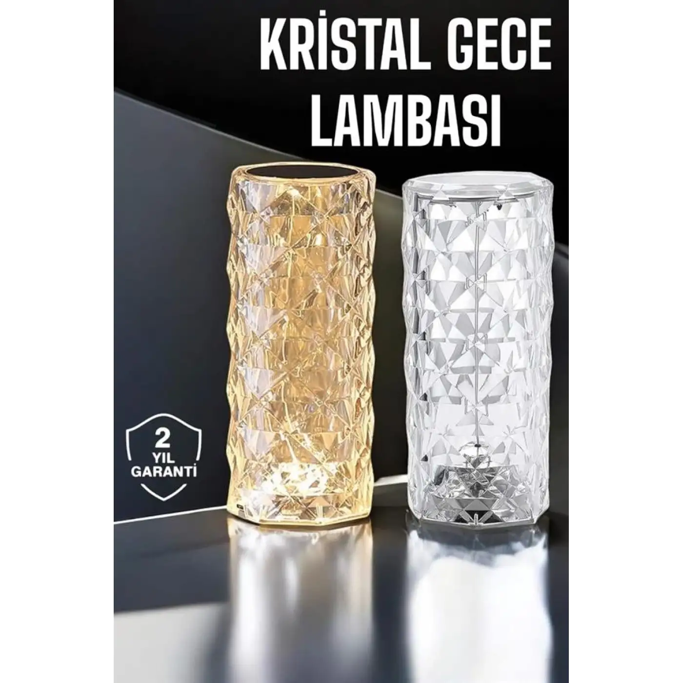 Gece Lambası Kristal Lamba Dokunmatik Şarjlı Hediyelik