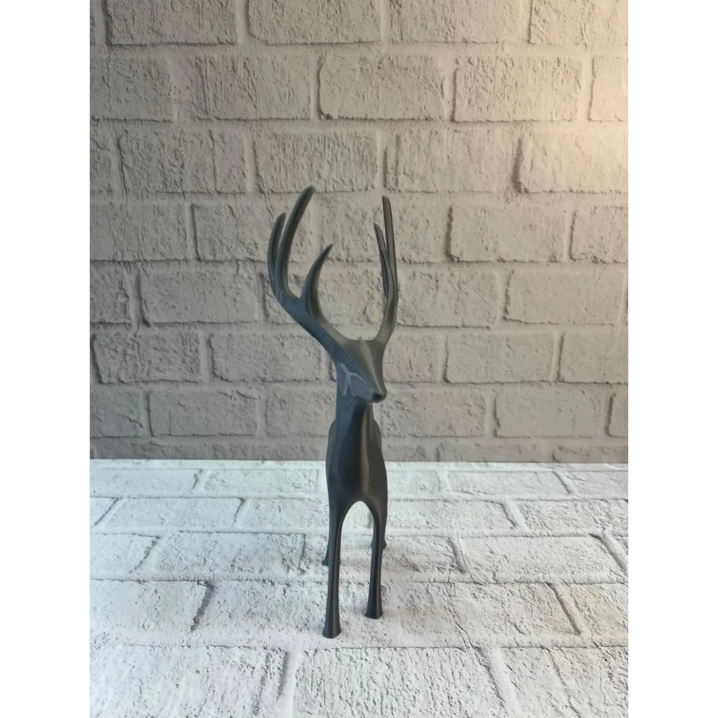 Geyik Figürü Gri Modern Salon ve Raf Dekoru