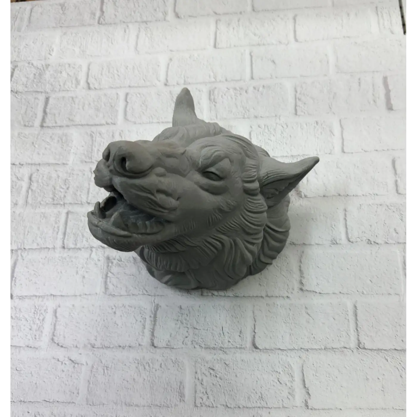 Gri Kurt Duvar Dekoru Asılabilir Dekoratif Heykel Tasarım